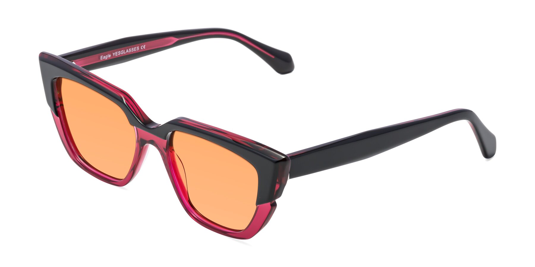 Angle of Eagle in Black-Wine with Medium Orange Tinted Lenses