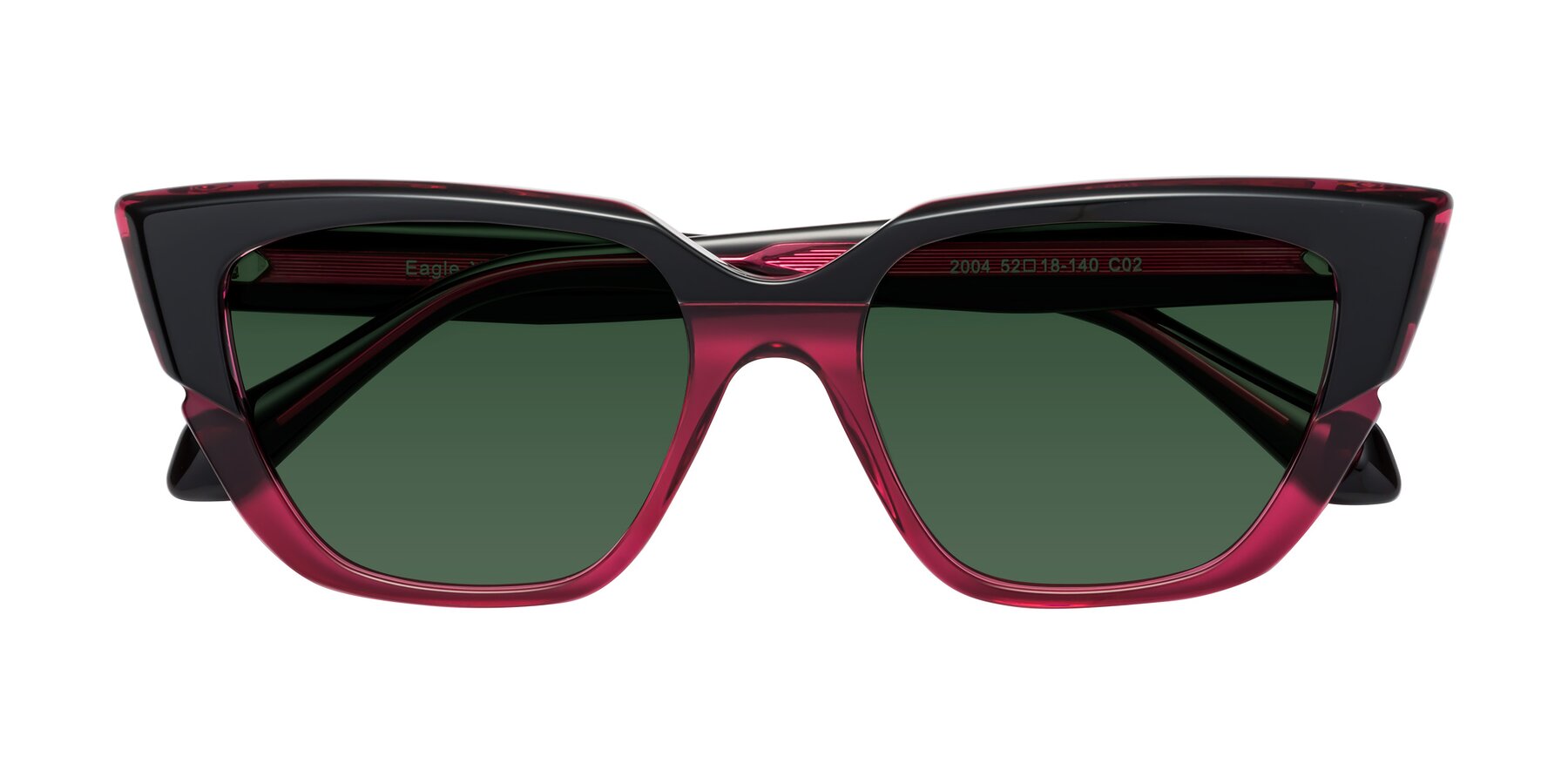 Folded Front of Eagle in Black-Wine with Green Tinted Lenses