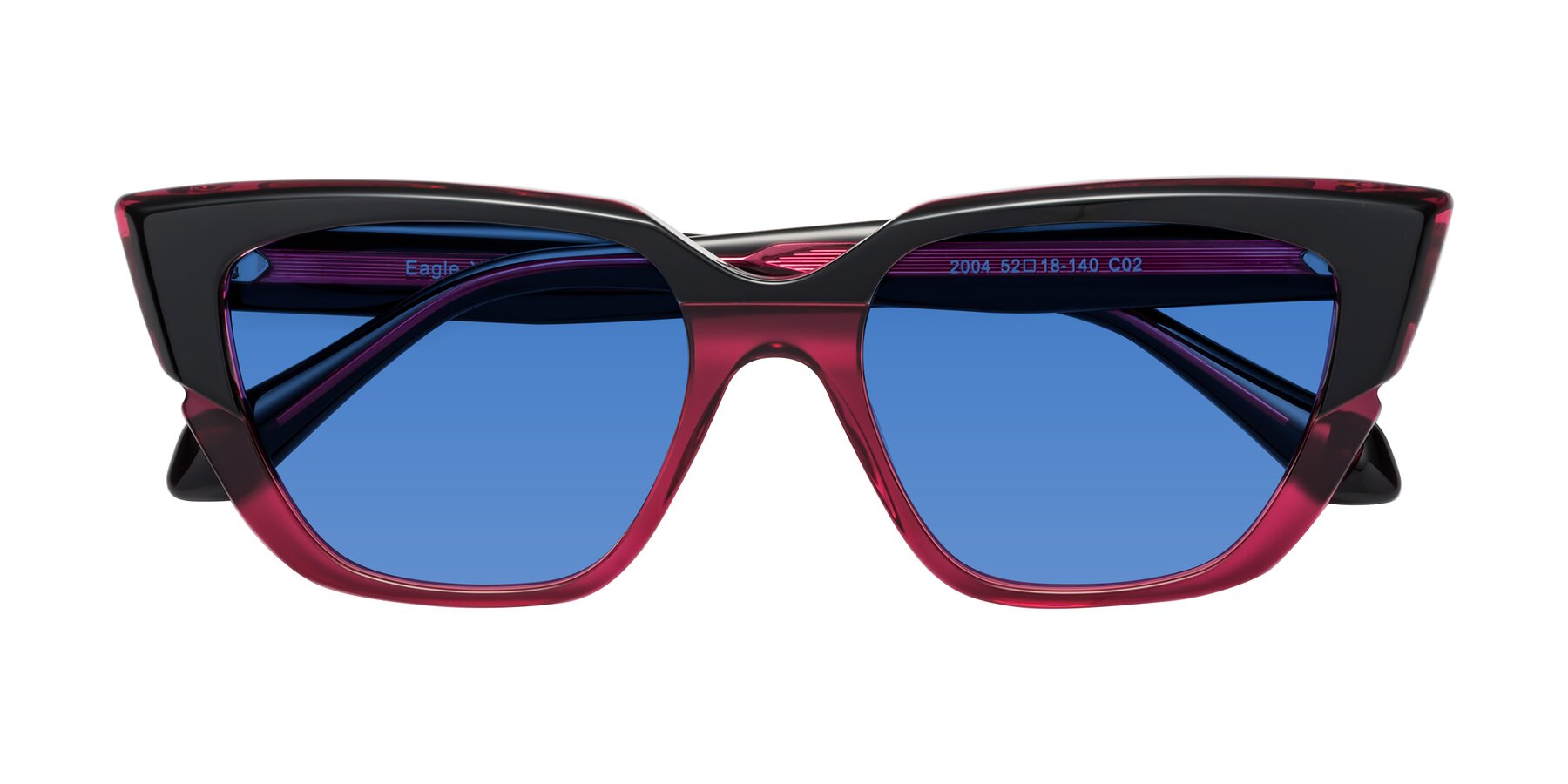 Folded Front of Eagle in Black-Wine with Blue Tinted Lenses