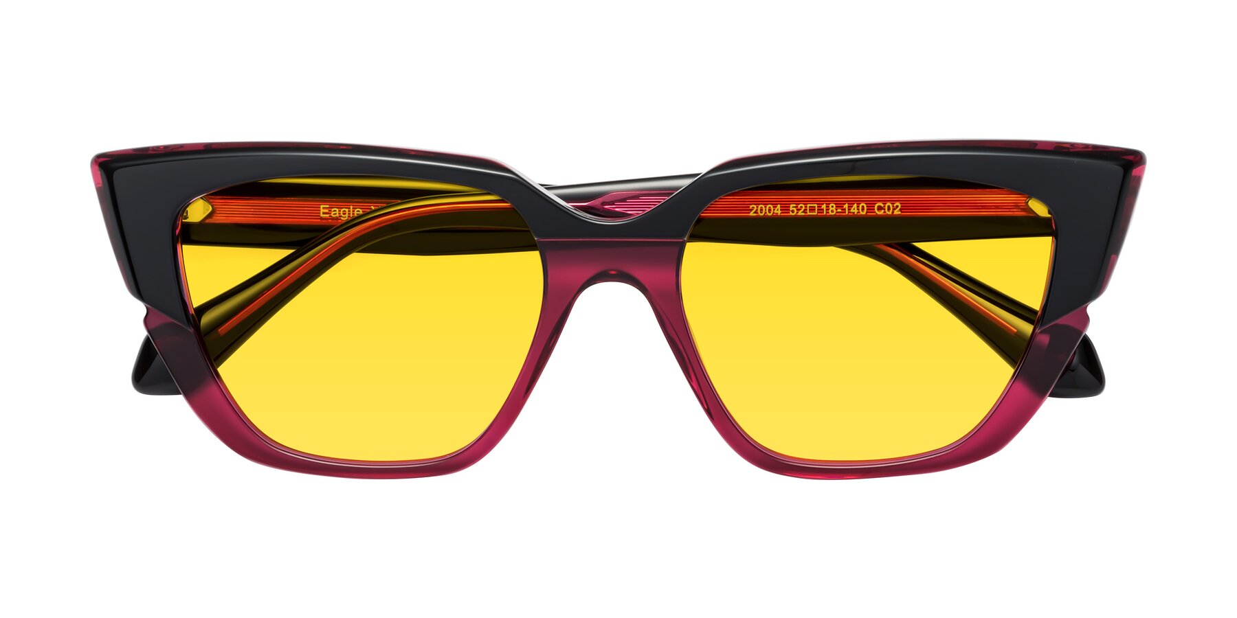 Folded Front of Eagle in Black-Wine with Yellow Tinted Lenses