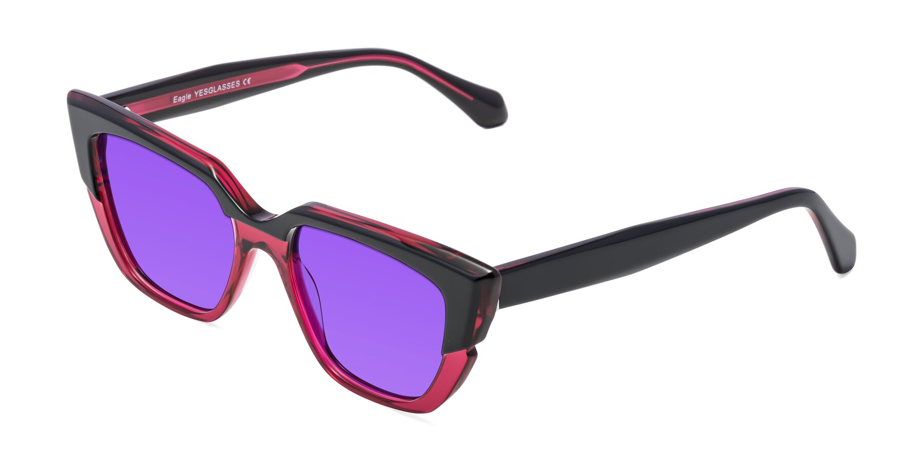 Angle of Eagle in Black-Wine with Purple Tinted Lenses