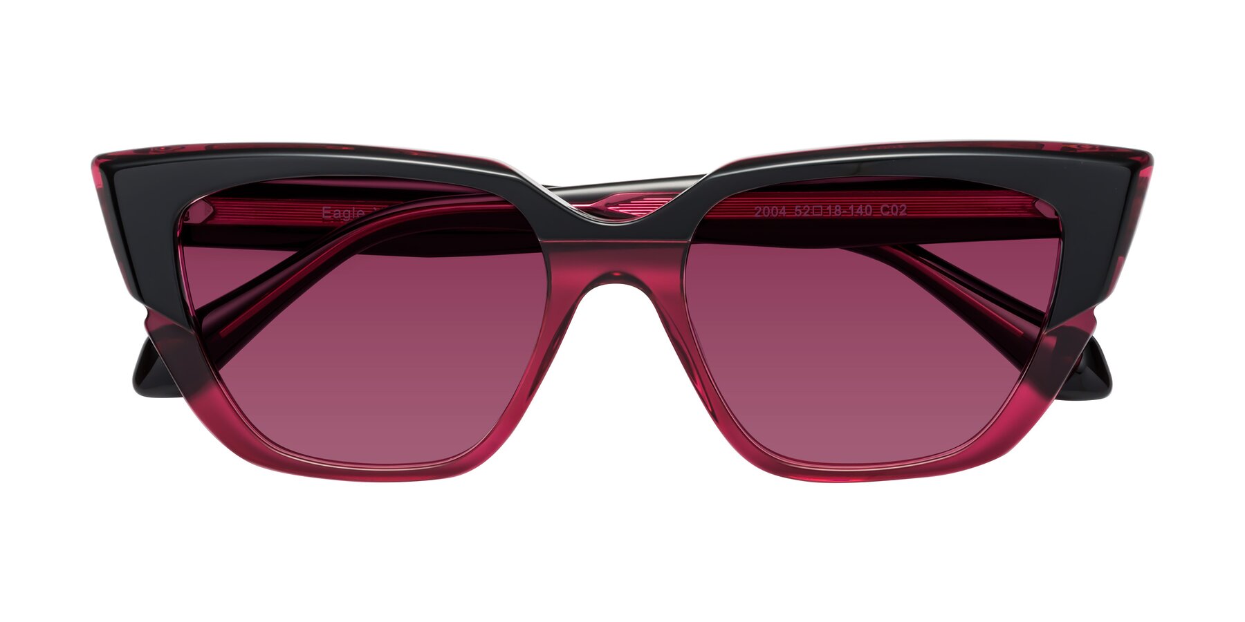 Folded Front of Eagle in Black-Wine with Wine Tinted Lenses