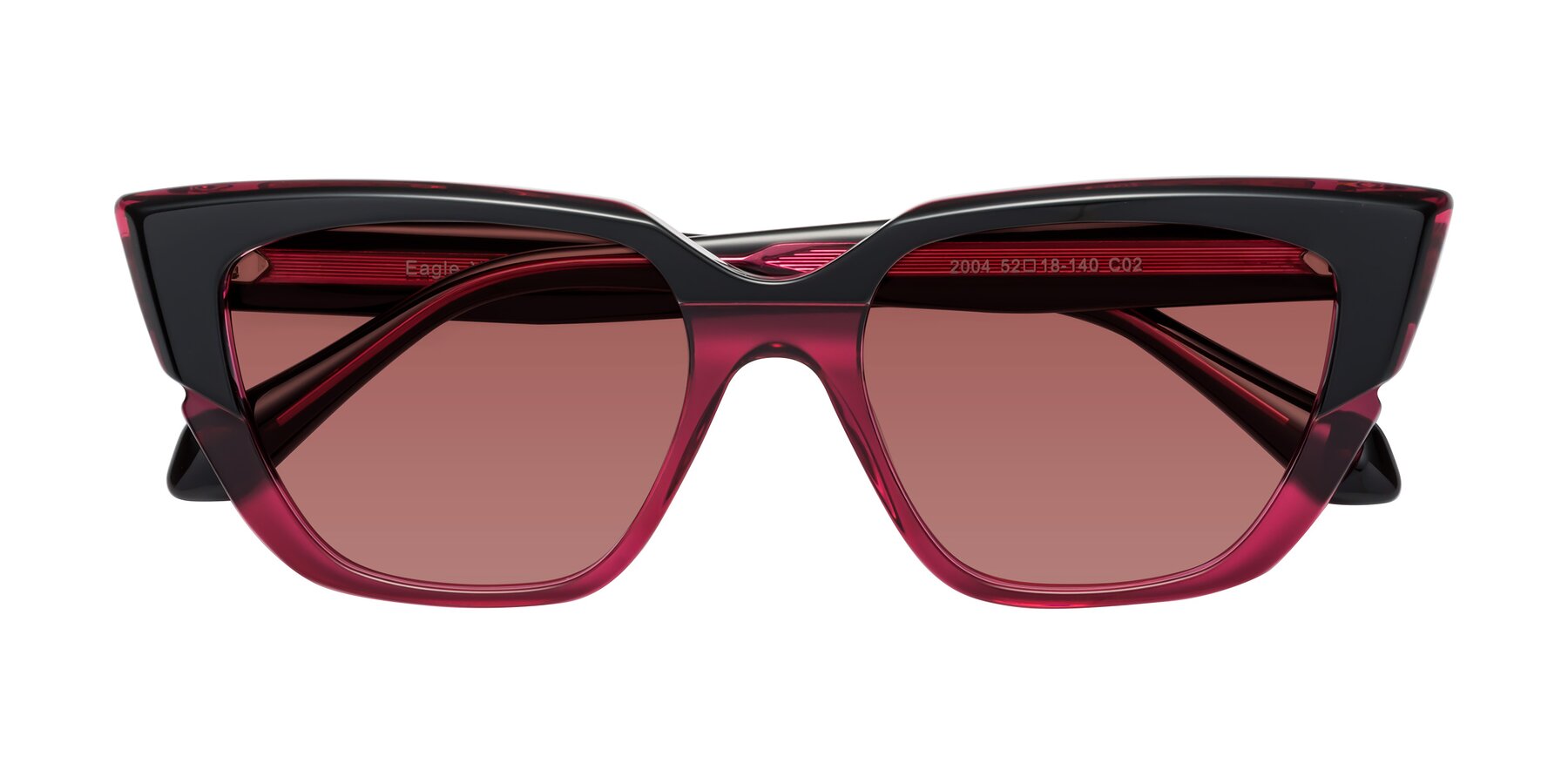 Folded Front of Eagle in Black-Wine with Garnet Tinted Lenses