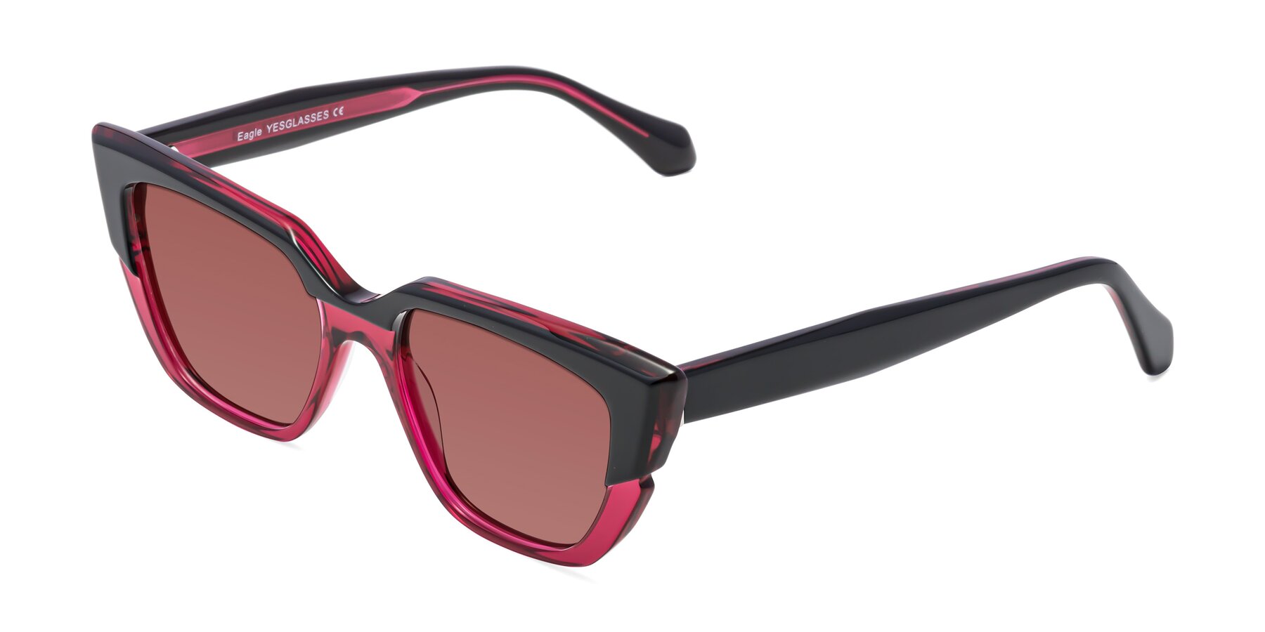 Angle of Eagle in Black-Wine with Garnet Tinted Lenses