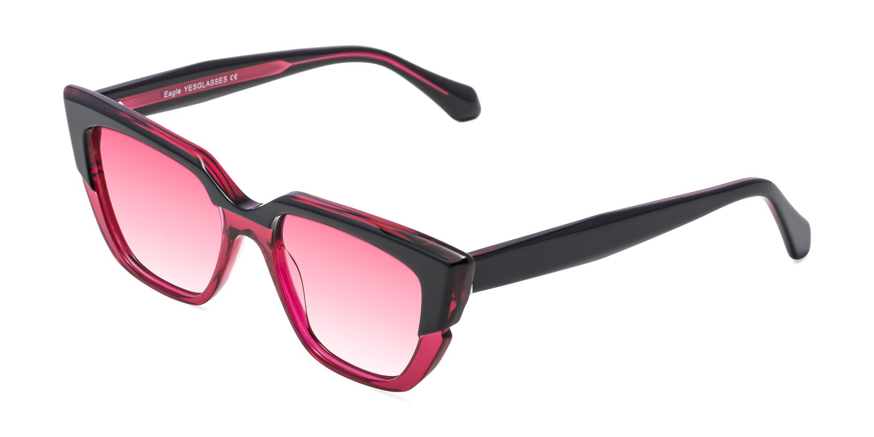 Angle of Eagle in Black-Wine with Pink Gradient Lenses