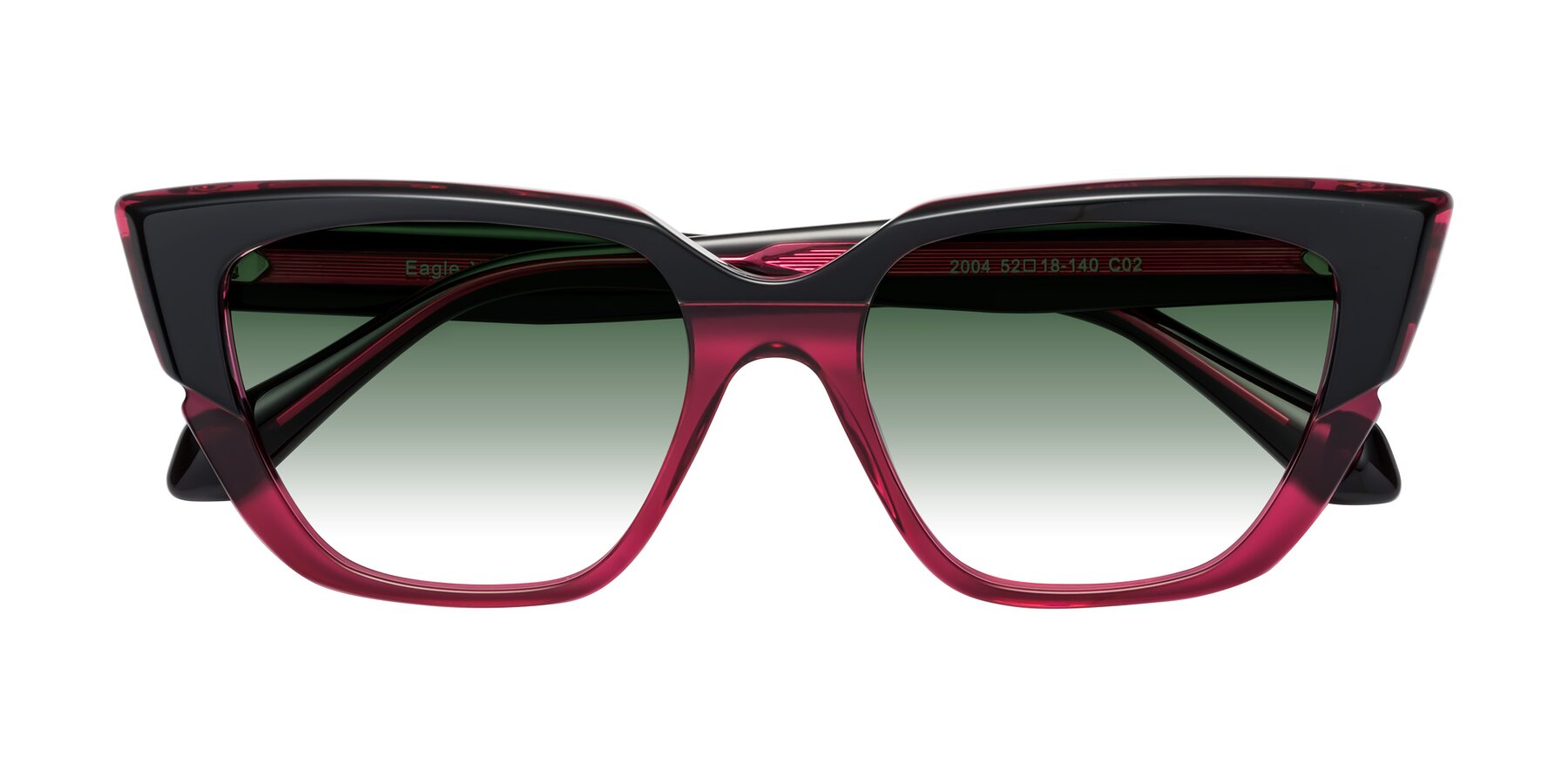 Folded Front of Eagle in Black-Wine with Green Gradient Lenses