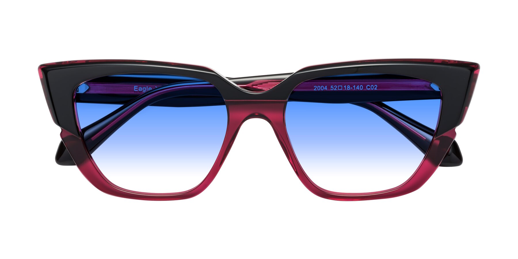 Folded Front of Eagle in Black-Wine with Blue Gradient Lenses