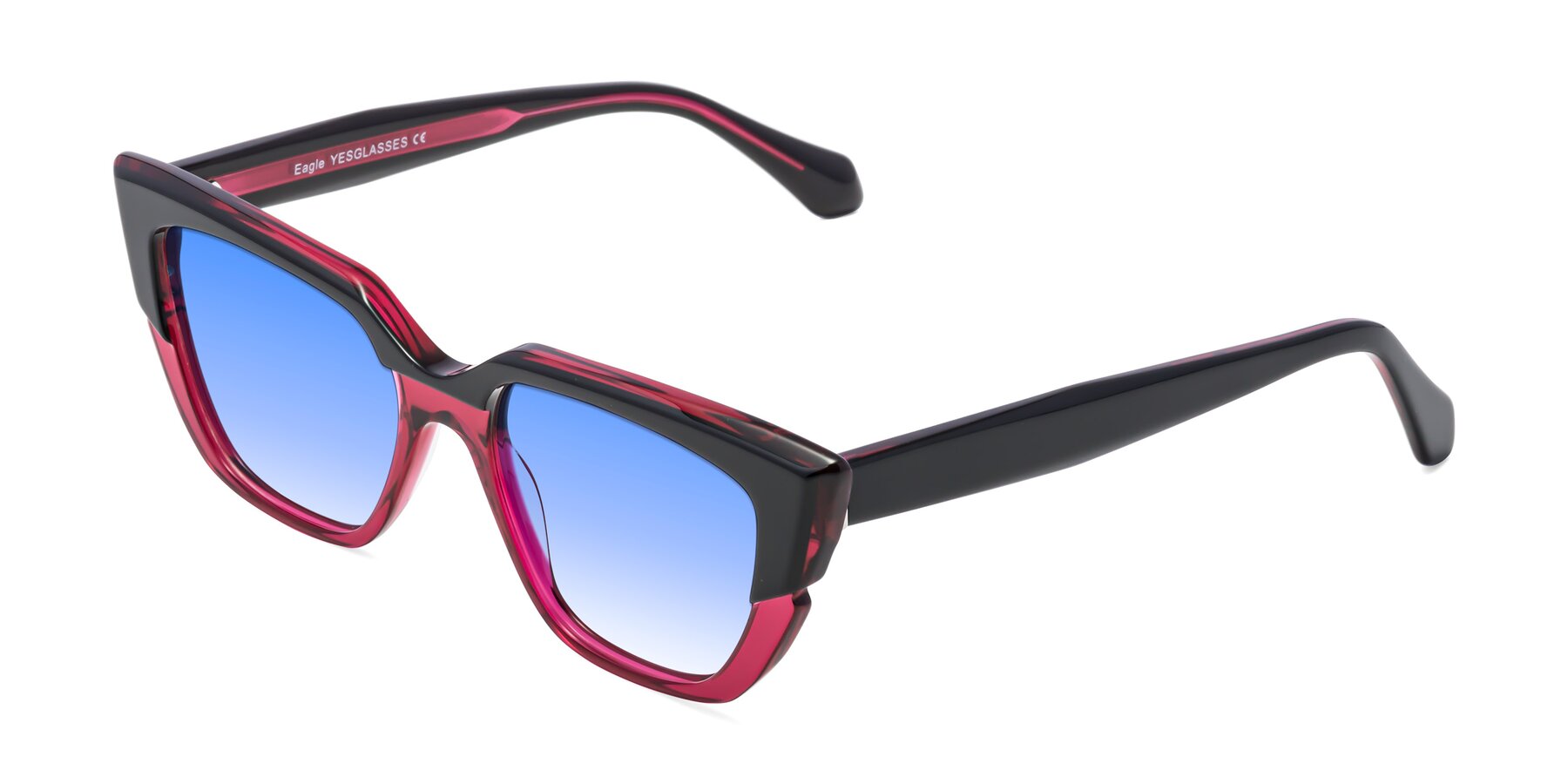 Angle of Eagle in Black-Wine with Blue Gradient Lenses