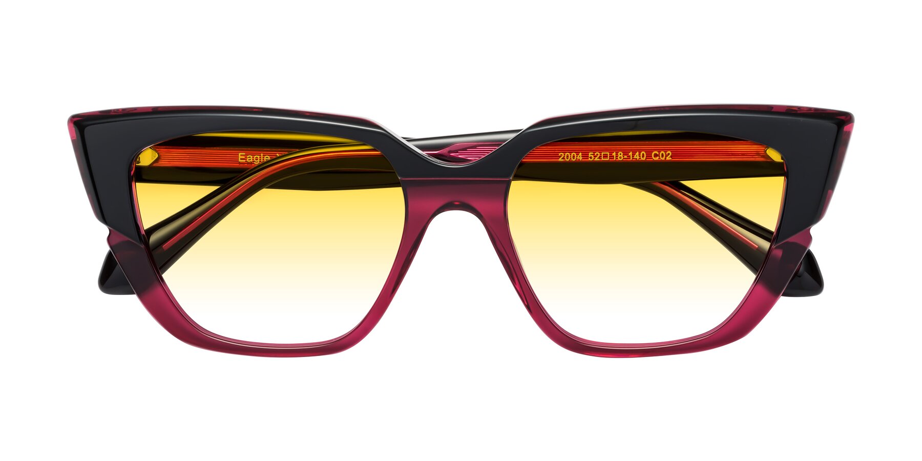 Folded Front of Eagle in Black-Wine with Yellow Gradient Lenses