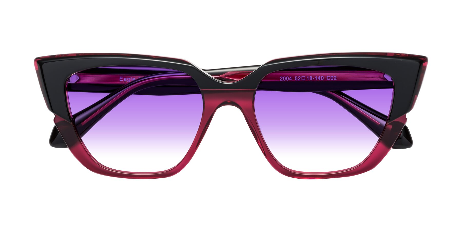 Folded Front of Eagle in Black-Wine with Purple Gradient Lenses