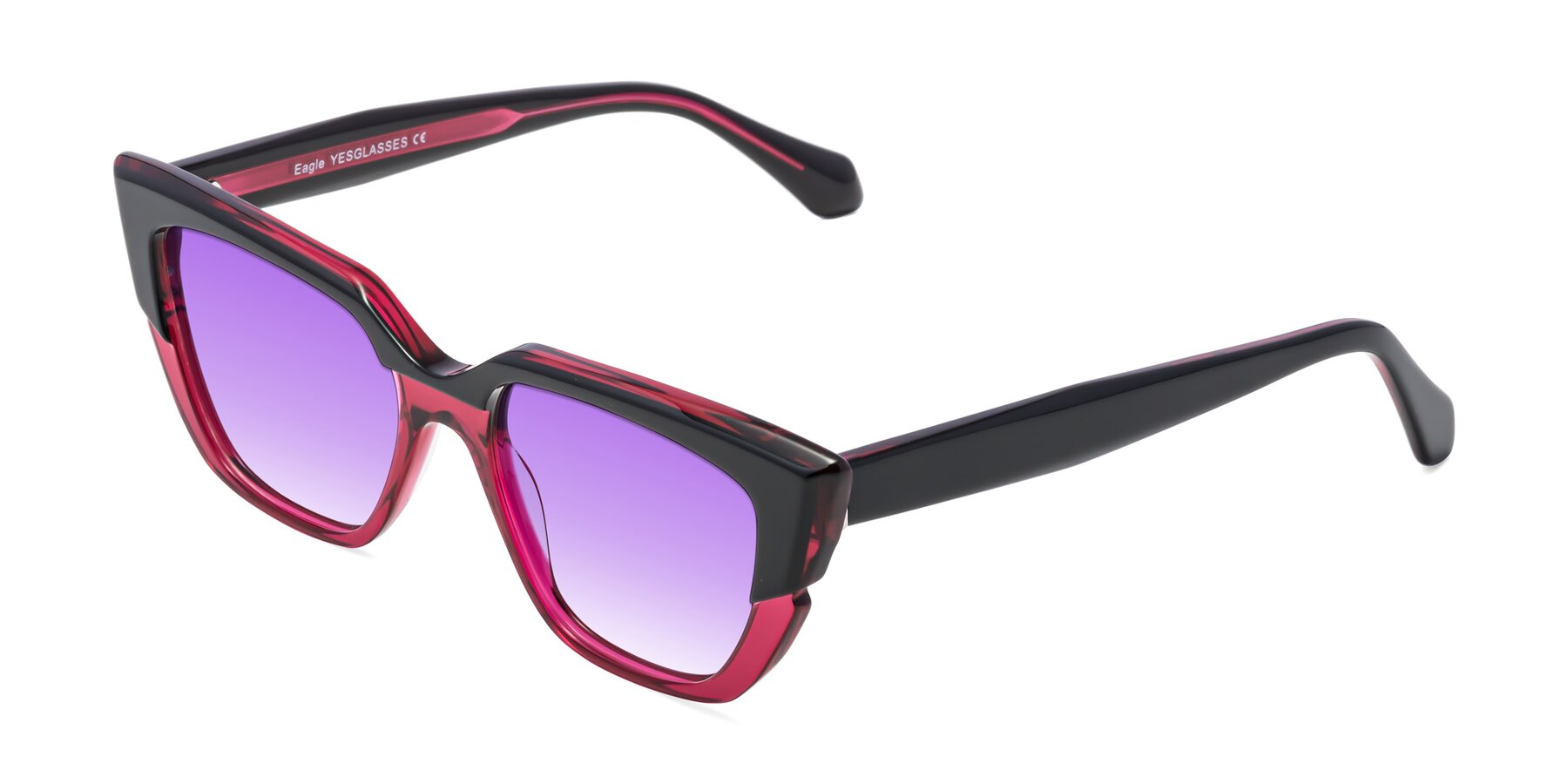 Angle of Eagle in Black-Wine with Purple Gradient Lenses