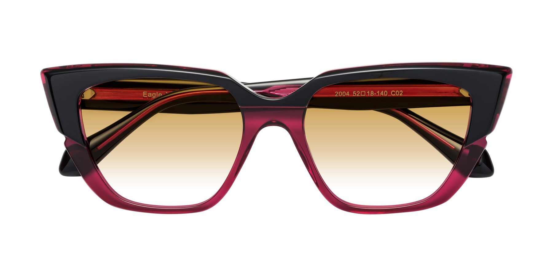 Folded Front of Eagle in Black-Wine with Champagne Gradient Lenses