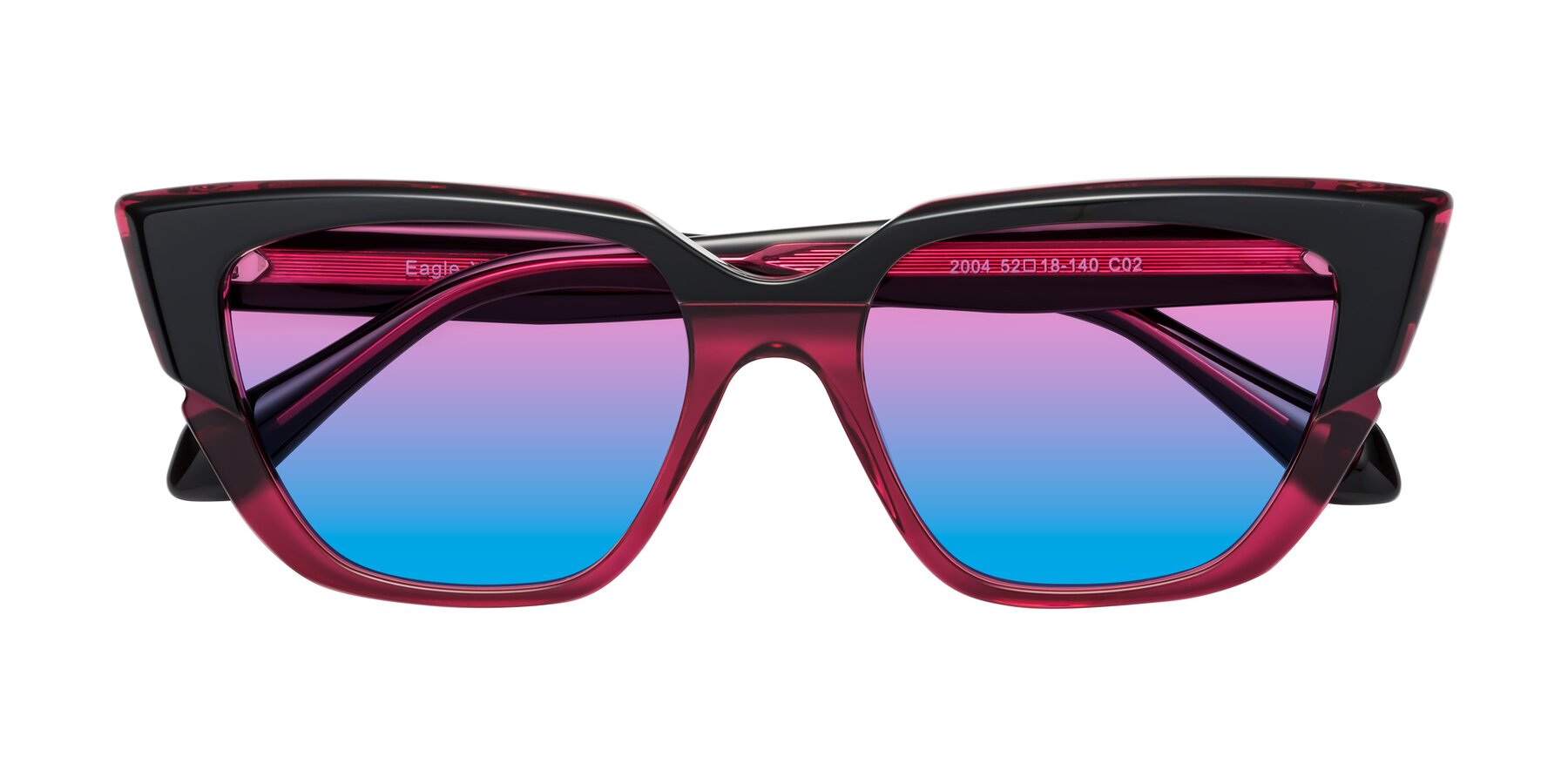 Folded Front of Eagle in Black-Wine with Pink / Blue Gradient Lenses