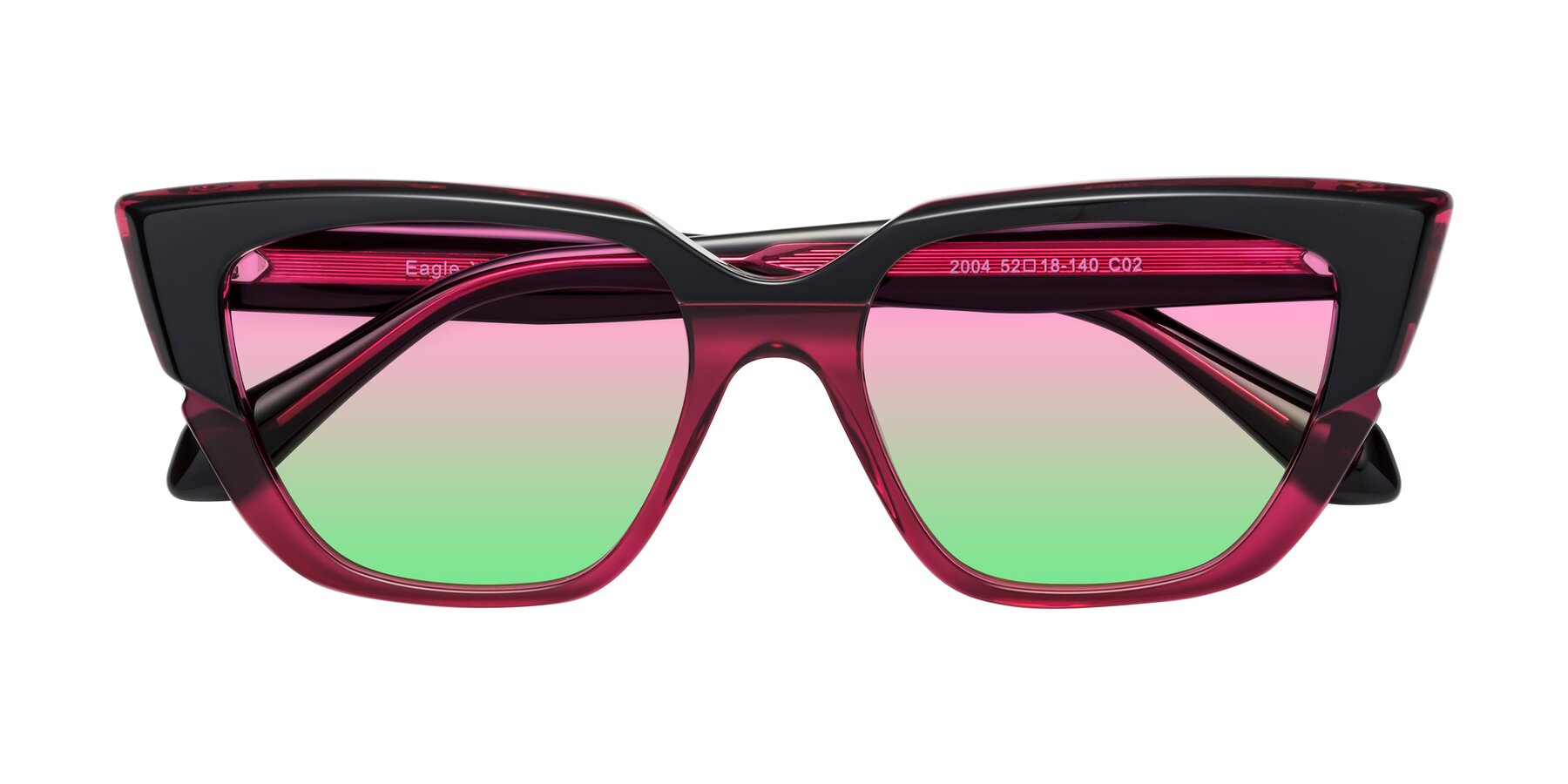 Folded Front of Eagle in Black-Wine with Pink / Green Gradient Lenses