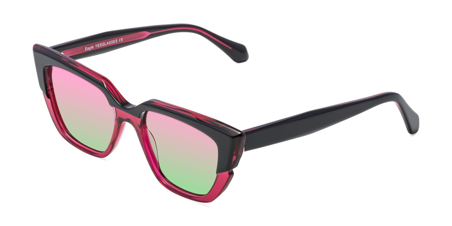 Angle of Eagle in Black-Wine with Pink / Green Gradient Lenses