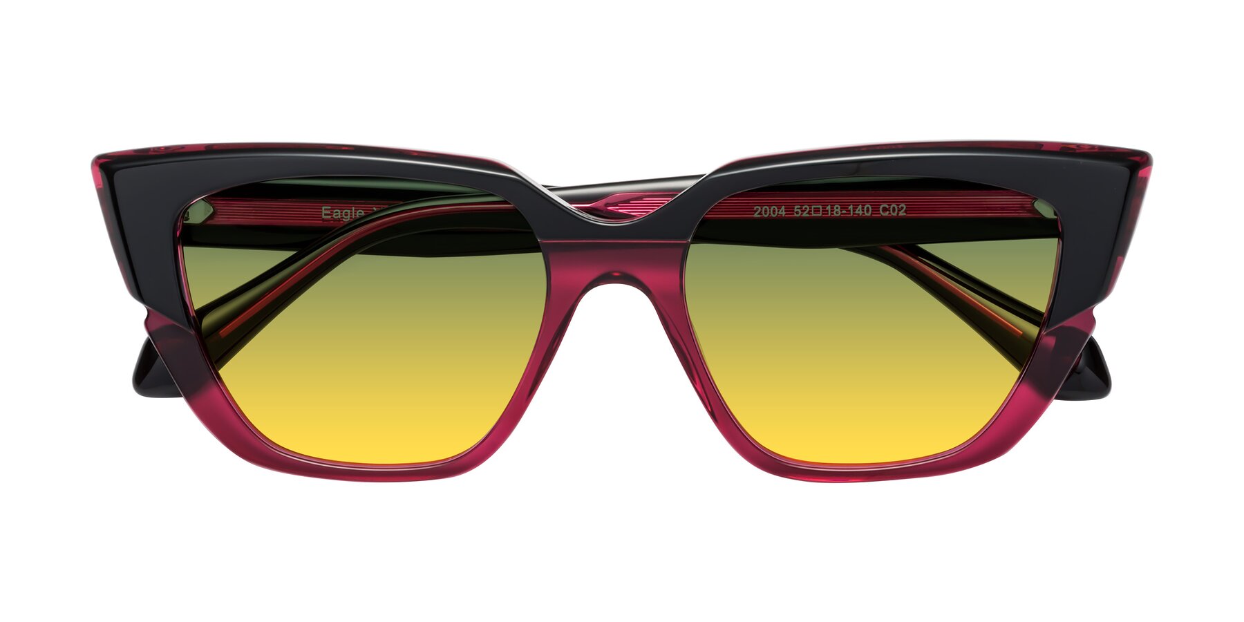 Folded Front of Eagle in Black-Wine with Green / Yellow Gradient Lenses