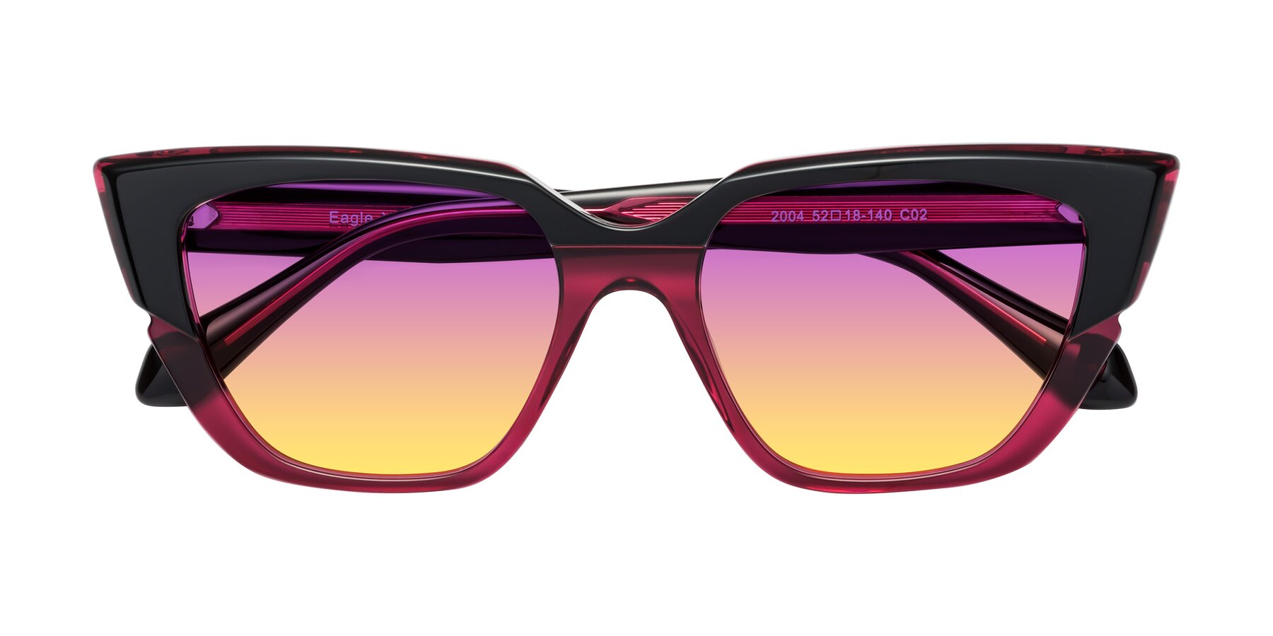 Folded Front of Eagle in Black-Wine with Purple / Yellow Gradient Lenses
