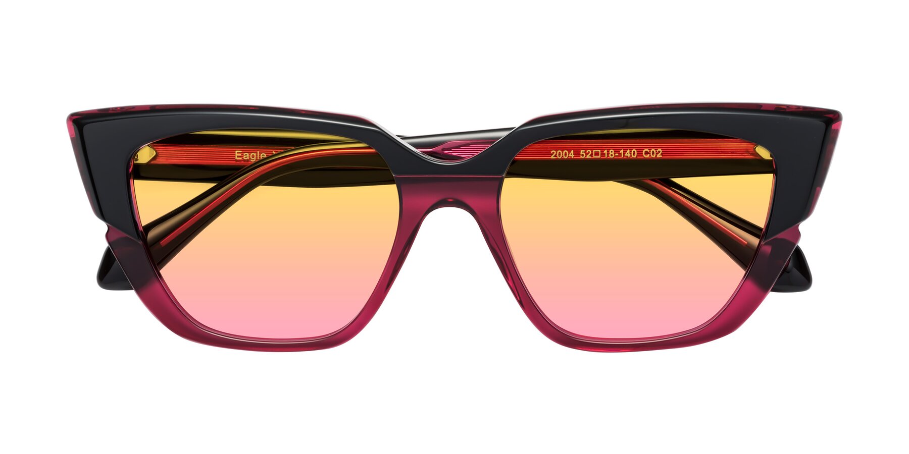 Folded Front of Eagle in Black-Wine with Yellow / Pink Gradient Lenses