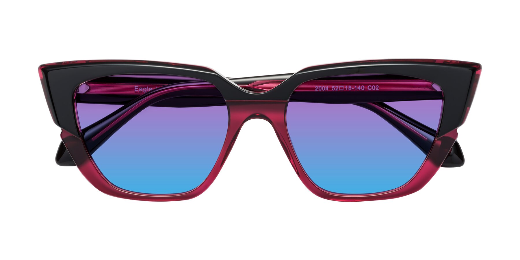 Folded Front of Eagle in Black-Wine with Purple / Blue Gradient Lenses