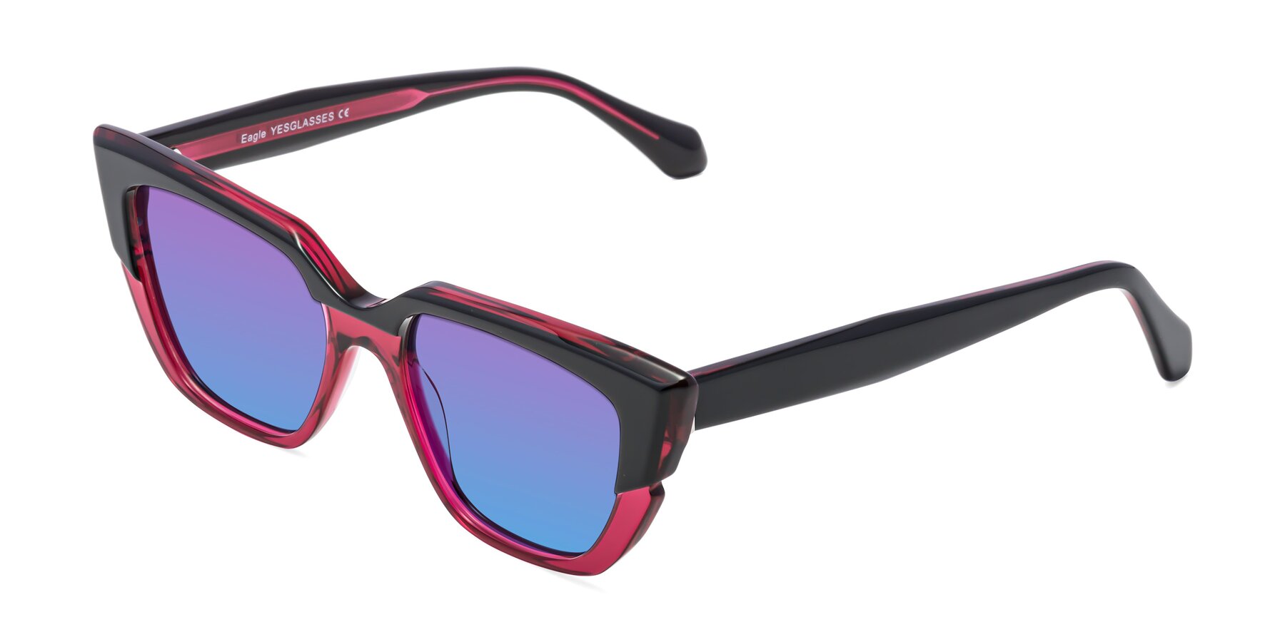 Angle of Eagle in Black-Wine with Purple / Blue Gradient Lenses