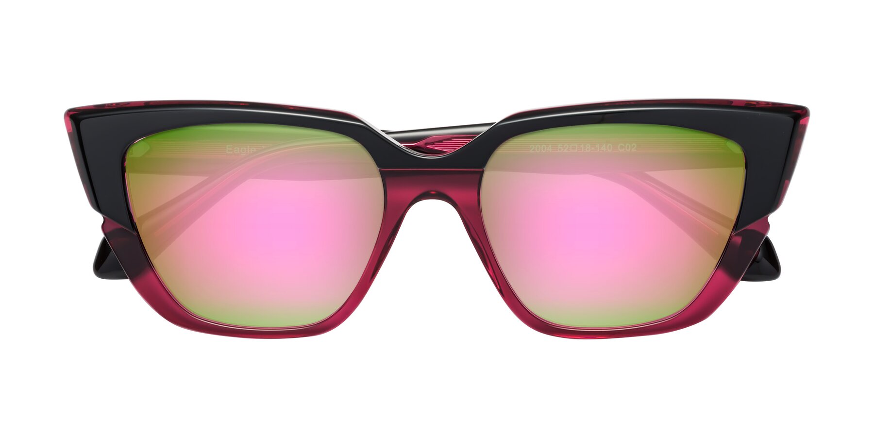 Folded Front of Eagle in Black-Wine with Pink Mirrored Lenses