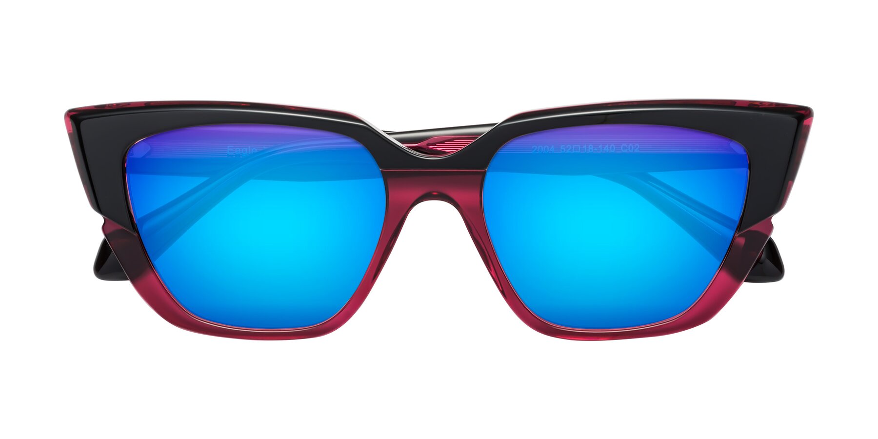 Folded Front of Eagle in Black-Wine with Blue Mirrored Lenses