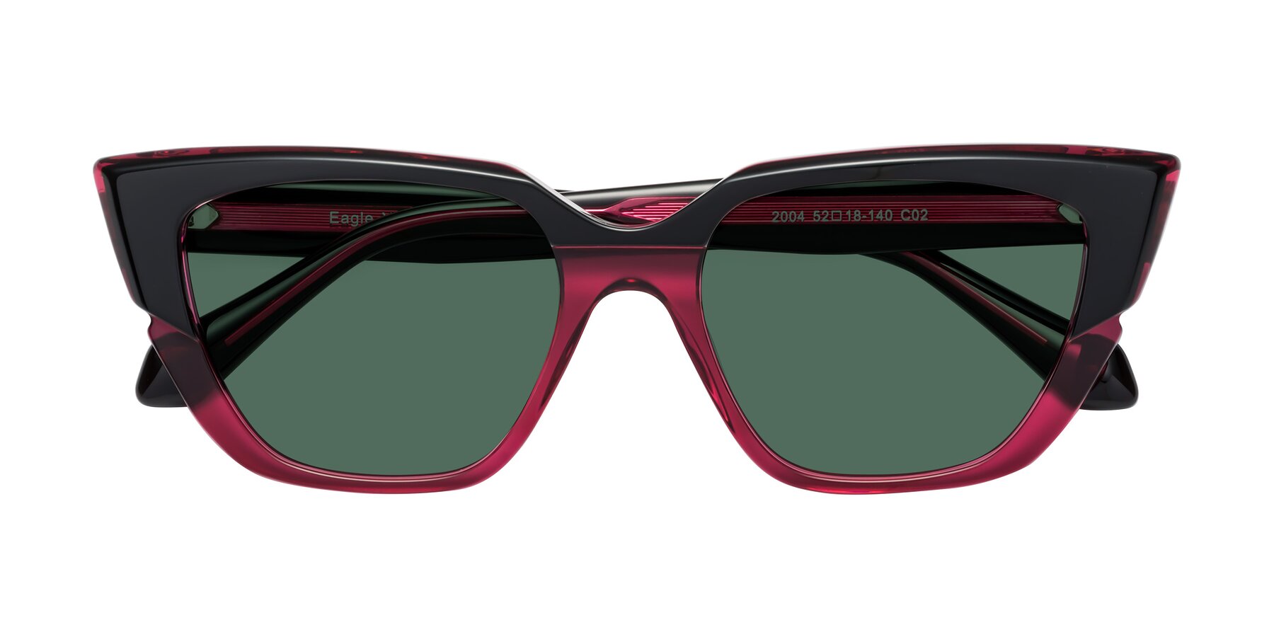 Folded Front of Eagle in Black-Wine with Green Polarized Lenses