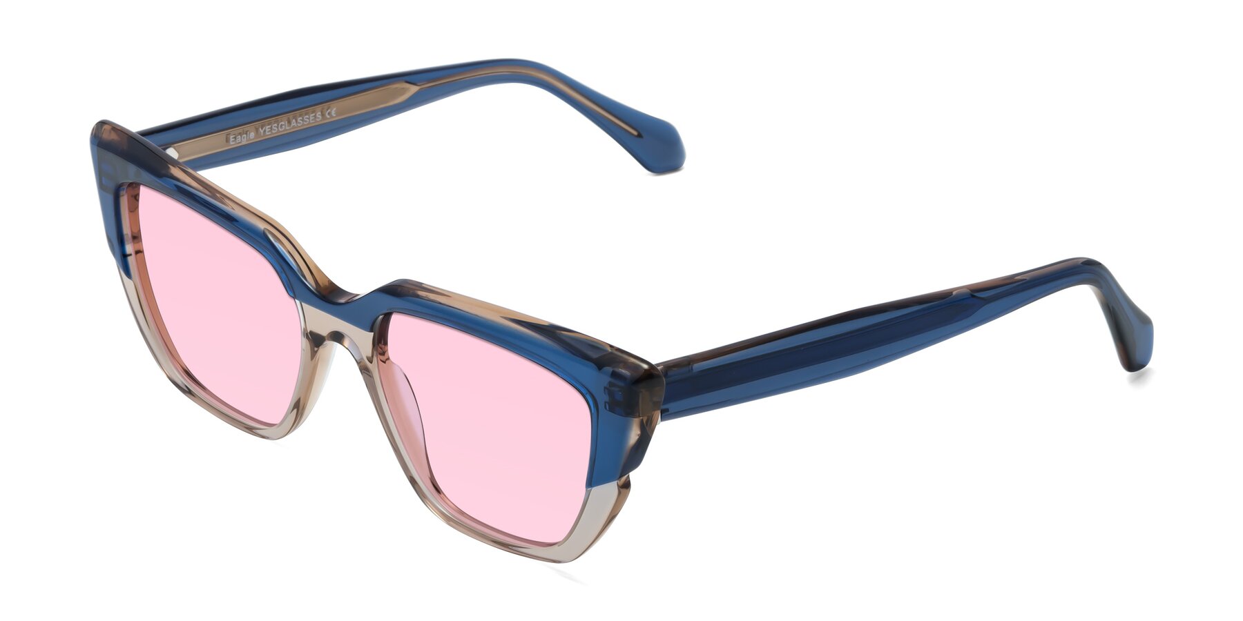 Angle of Eagle in Blue-Beige with Light Pink Tinted Lenses