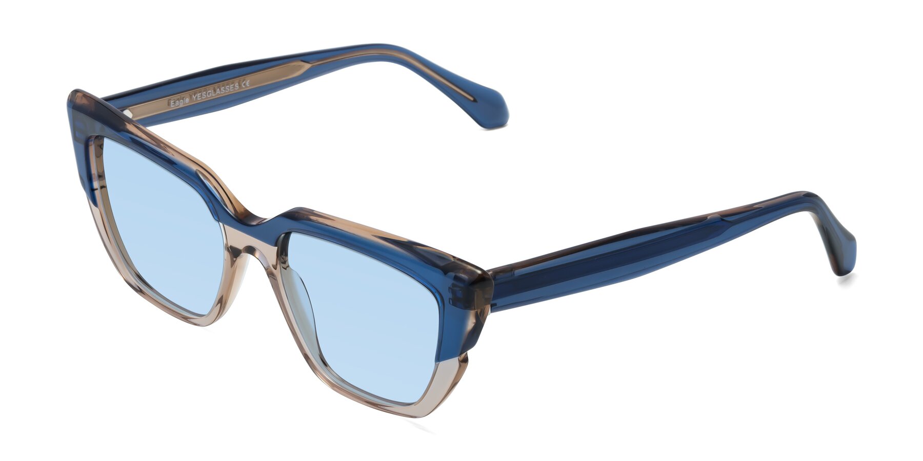 Angle of Eagle in Blue-Beige with Light Blue Tinted Lenses