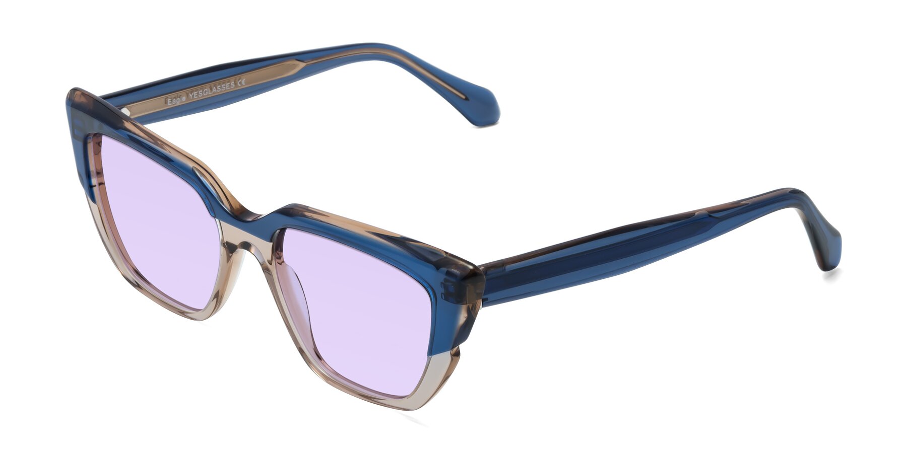 Angle of Eagle in Blue-Beige with Light Purple Tinted Lenses