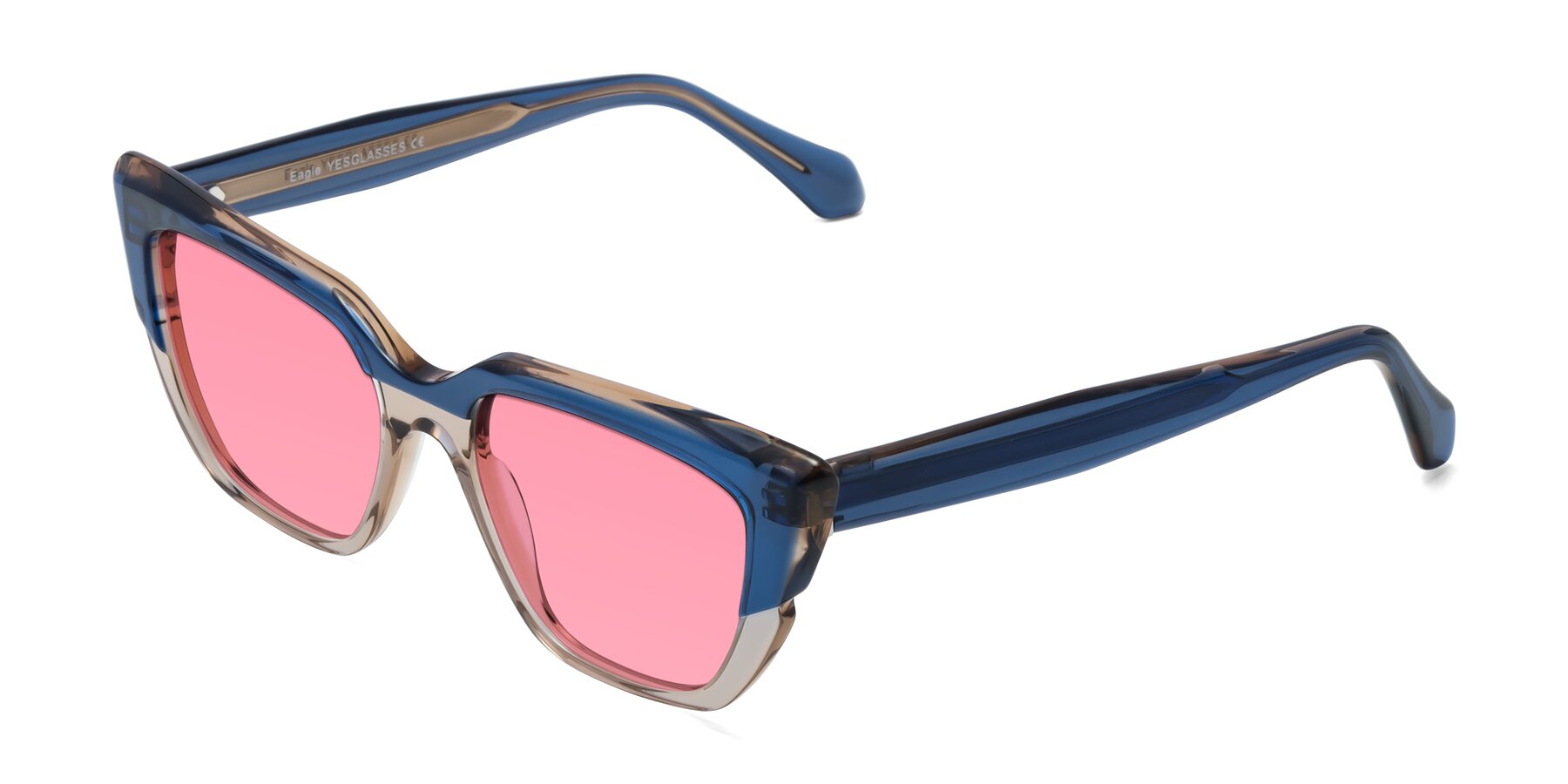 Angle of Eagle in Blue-Beige with Pink Tinted Lenses