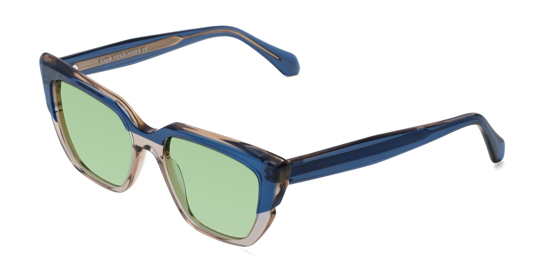 Angle of Eagle in Blue-Beige with Medium Green Tinted Lenses