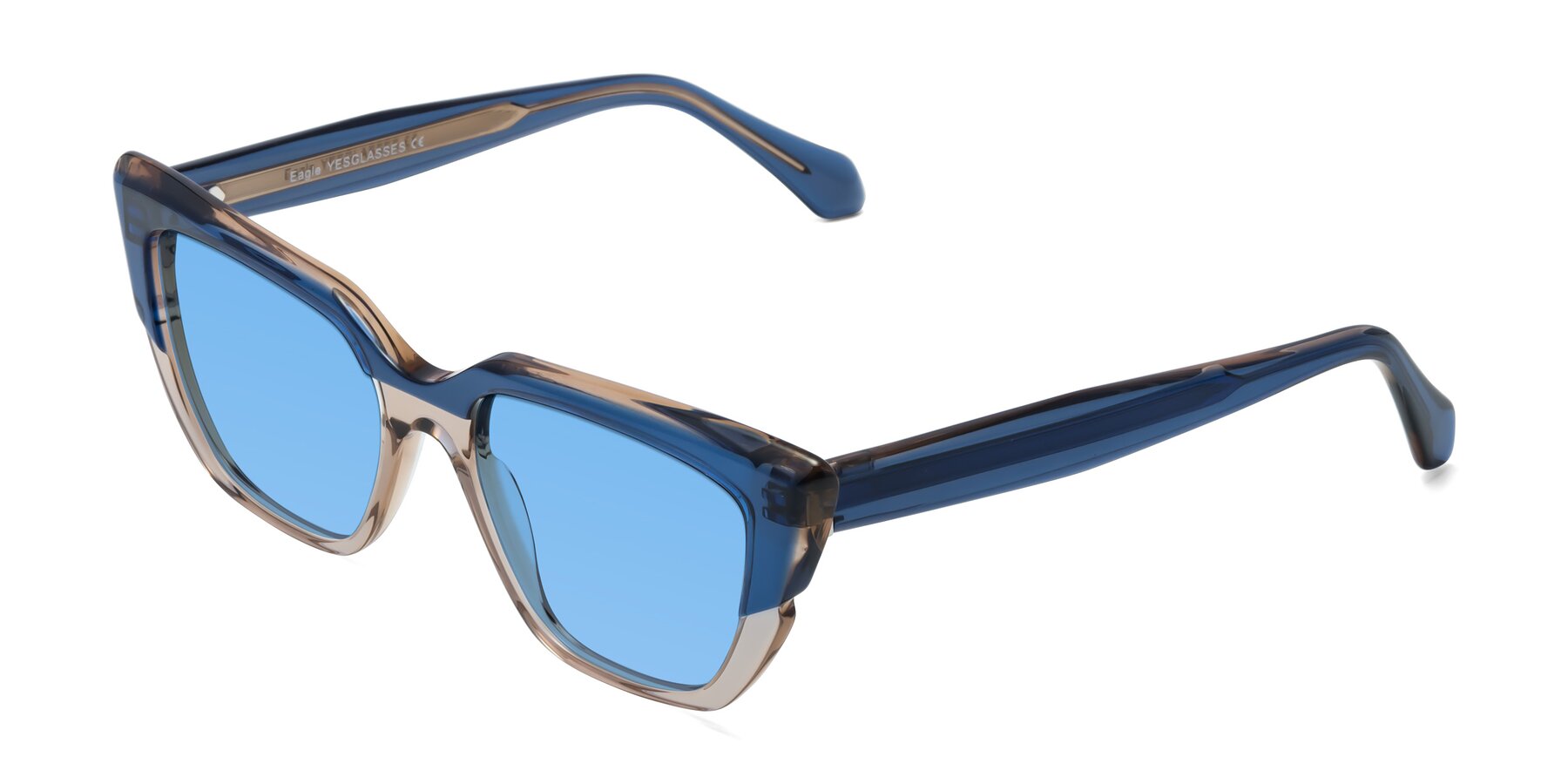 Angle of Eagle in Blue-Beige with Medium Blue Tinted Lenses
