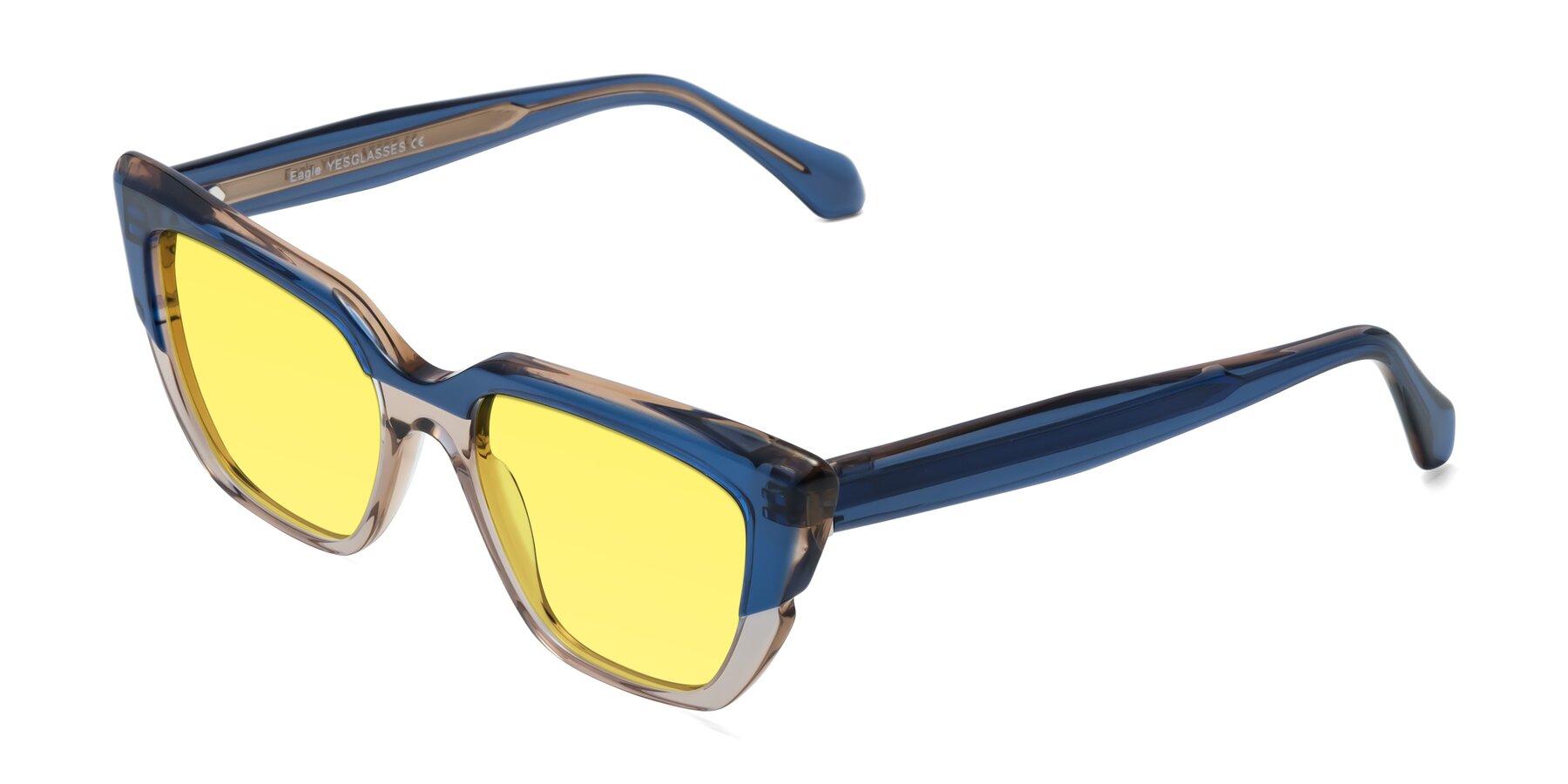 Angle of Eagle in Blue-Beige with Medium Yellow Tinted Lenses