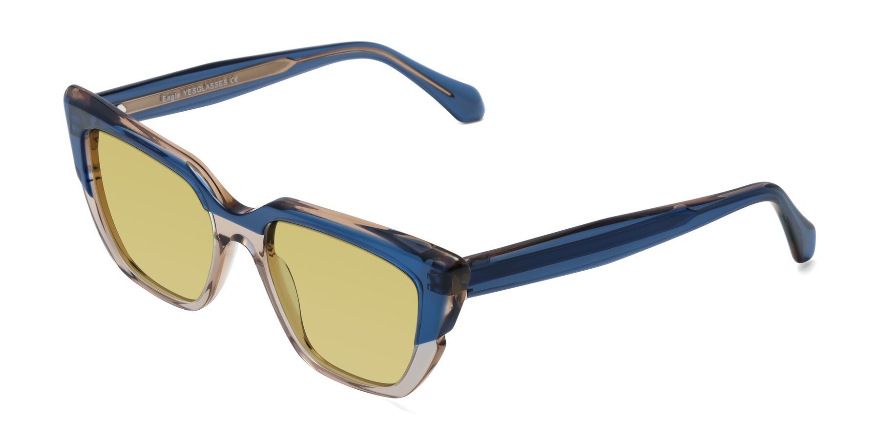 Angle of Eagle in Blue-Beige with Medium Champagne Tinted Lenses