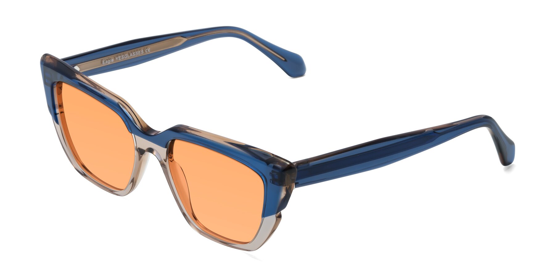 Angle of Eagle in Blue-Beige with Medium Orange Tinted Lenses