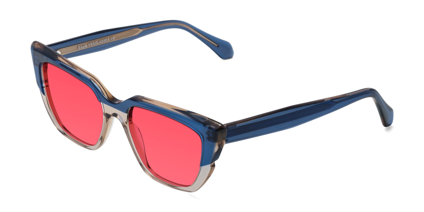Angle of Eagle in Blue-Beige with Red Tinted Lenses