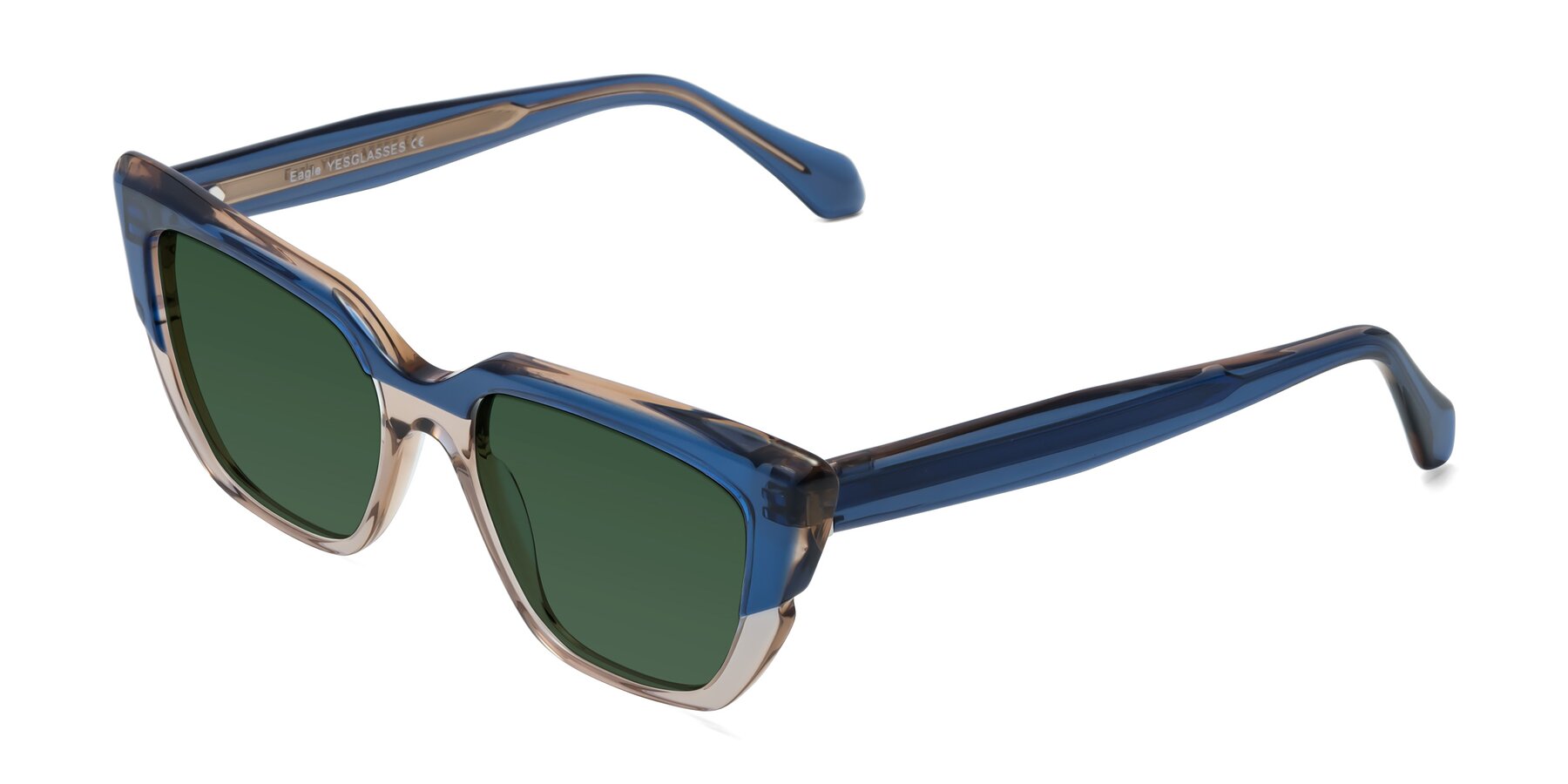 Angle of Eagle in Blue-Beige with Green Tinted Lenses