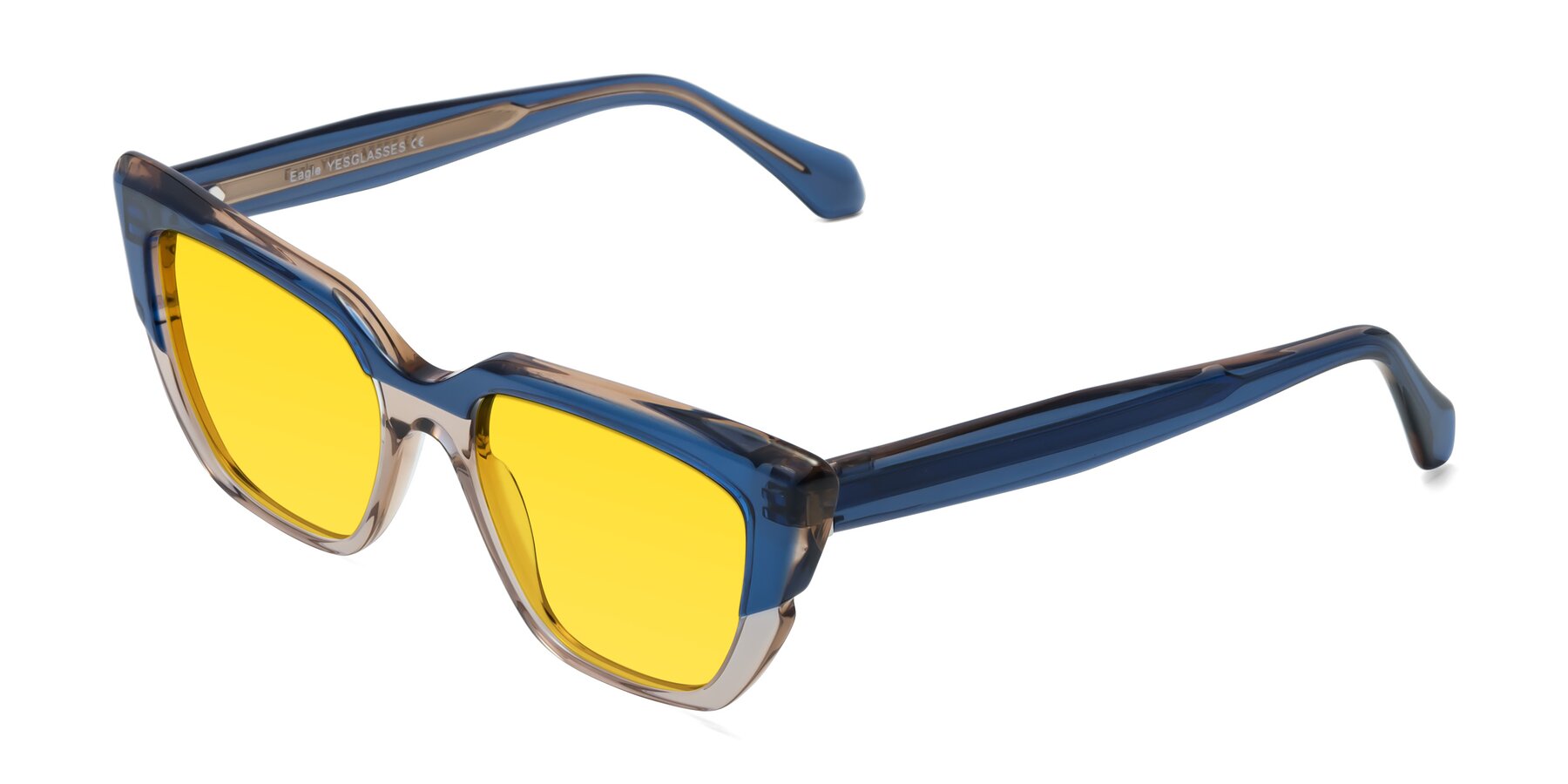 Angle of Eagle in Blue-Beige with Yellow Tinted Lenses