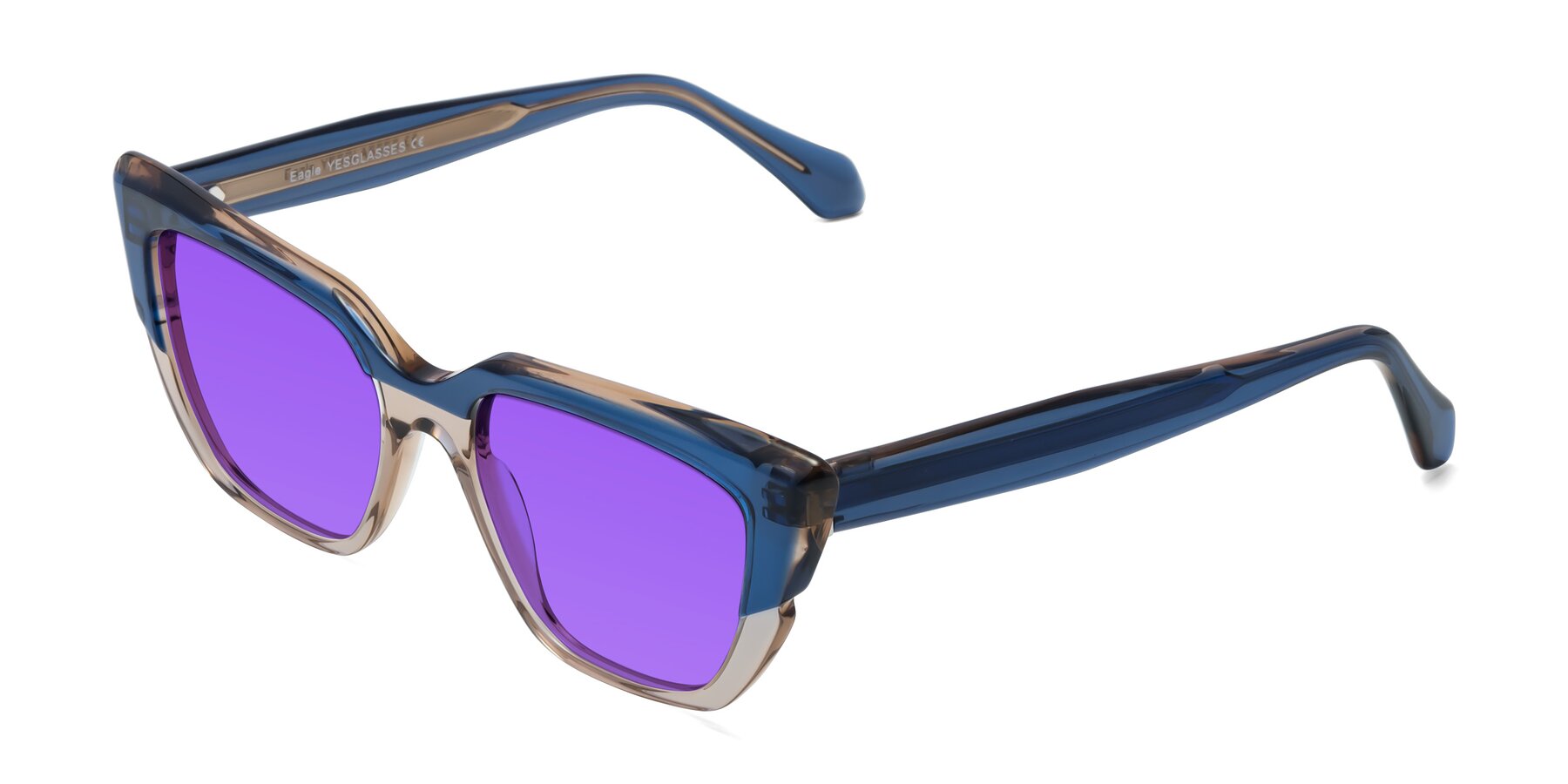 Angle of Eagle in Blue-Beige with Purple Tinted Lenses
