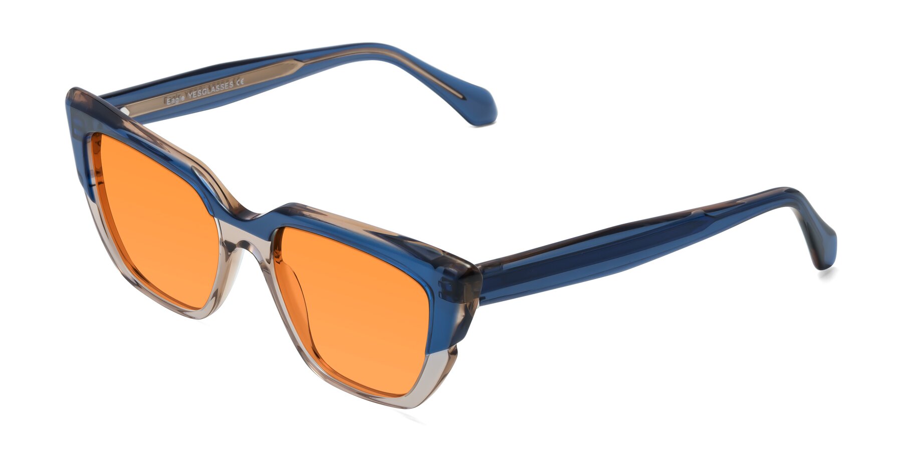 Angle of Eagle in Blue-Beige with Orange Tinted Lenses