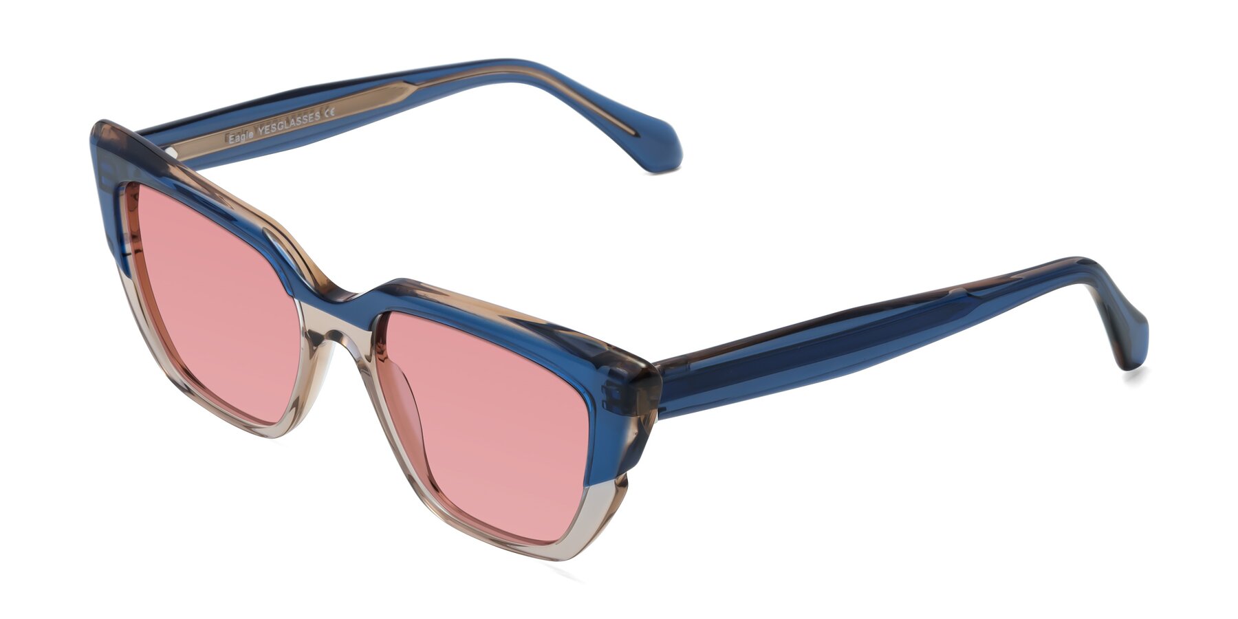 Angle of Eagle in Blue-Beige with Medium Garnet Tinted Lenses