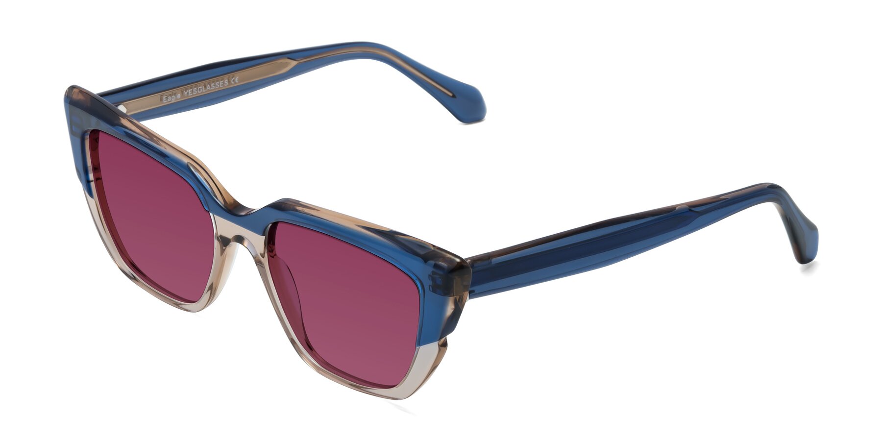 Angle of Eagle in Blue-Beige with Wine Tinted Lenses