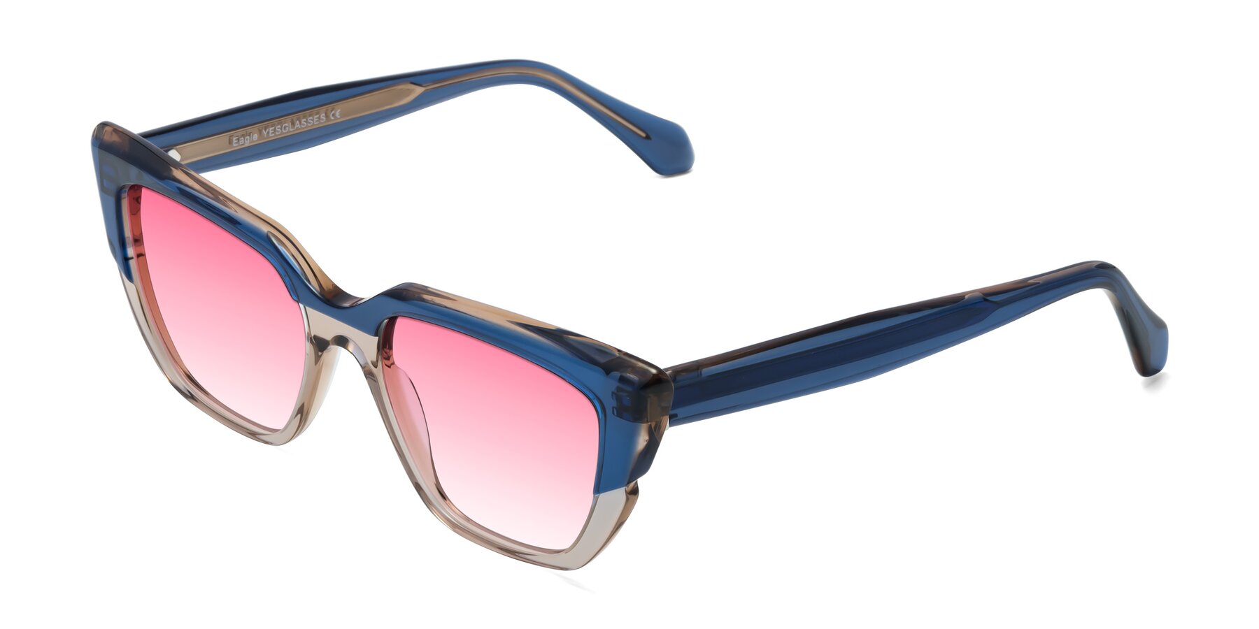 Angle of Eagle in Blue-Beige with Pink Gradient Lenses
