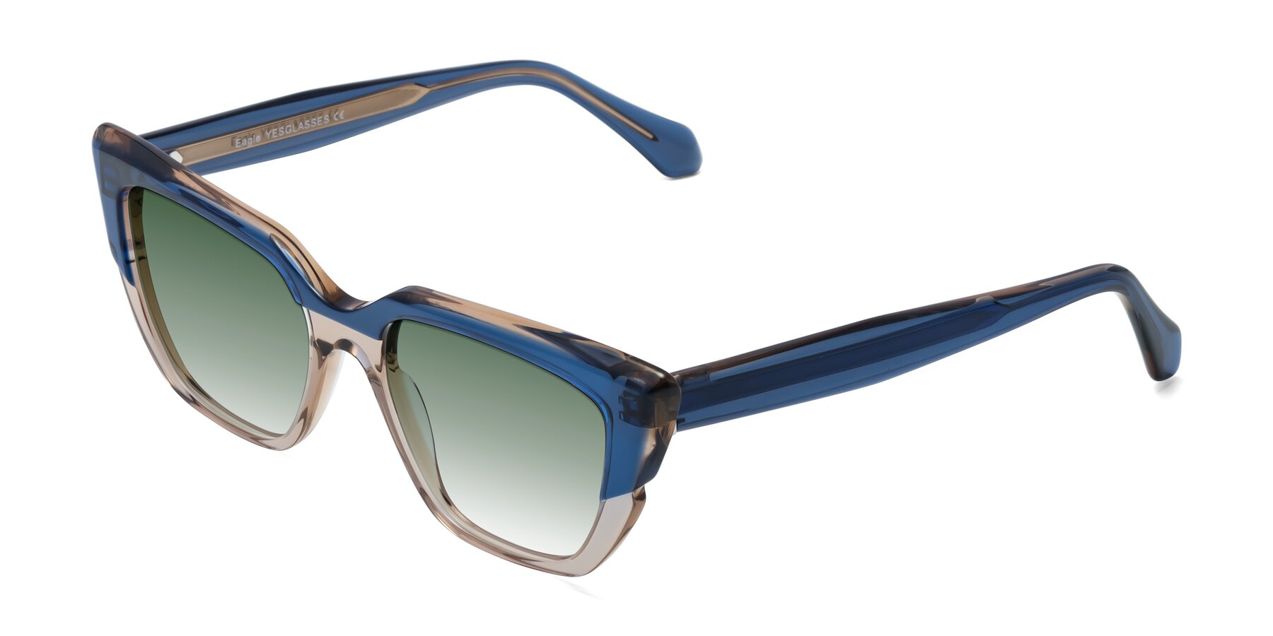 Angle of Eagle in Blue-Beige with Green Gradient Lenses