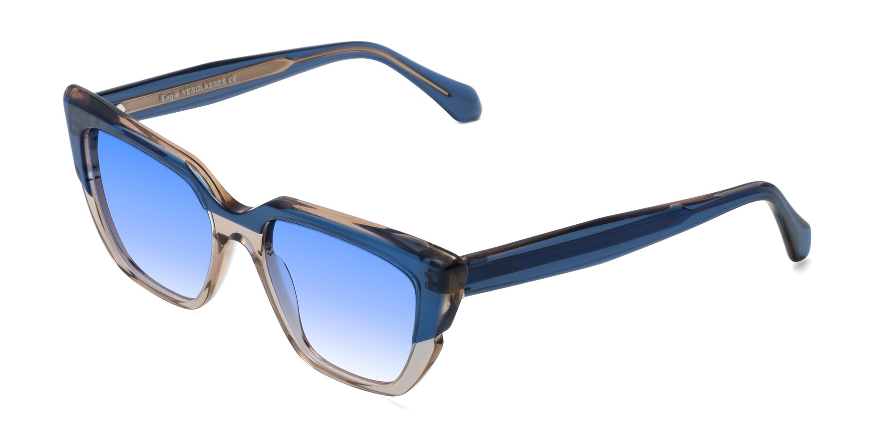 Angle of Eagle in Blue-Beige with Blue Gradient Lenses