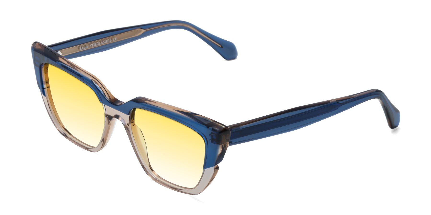 Angle of Eagle in Blue-Beige with Yellow Gradient Lenses