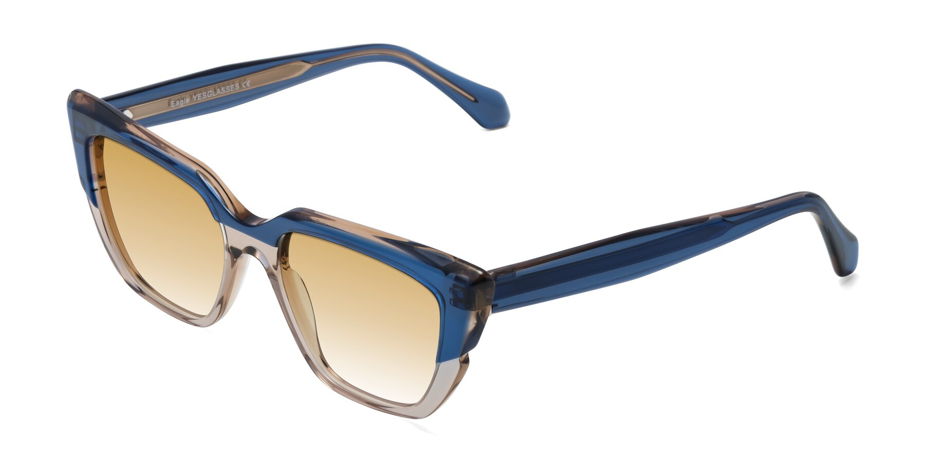 Angle of Eagle in Blue-Beige with Champagne Gradient Lenses
