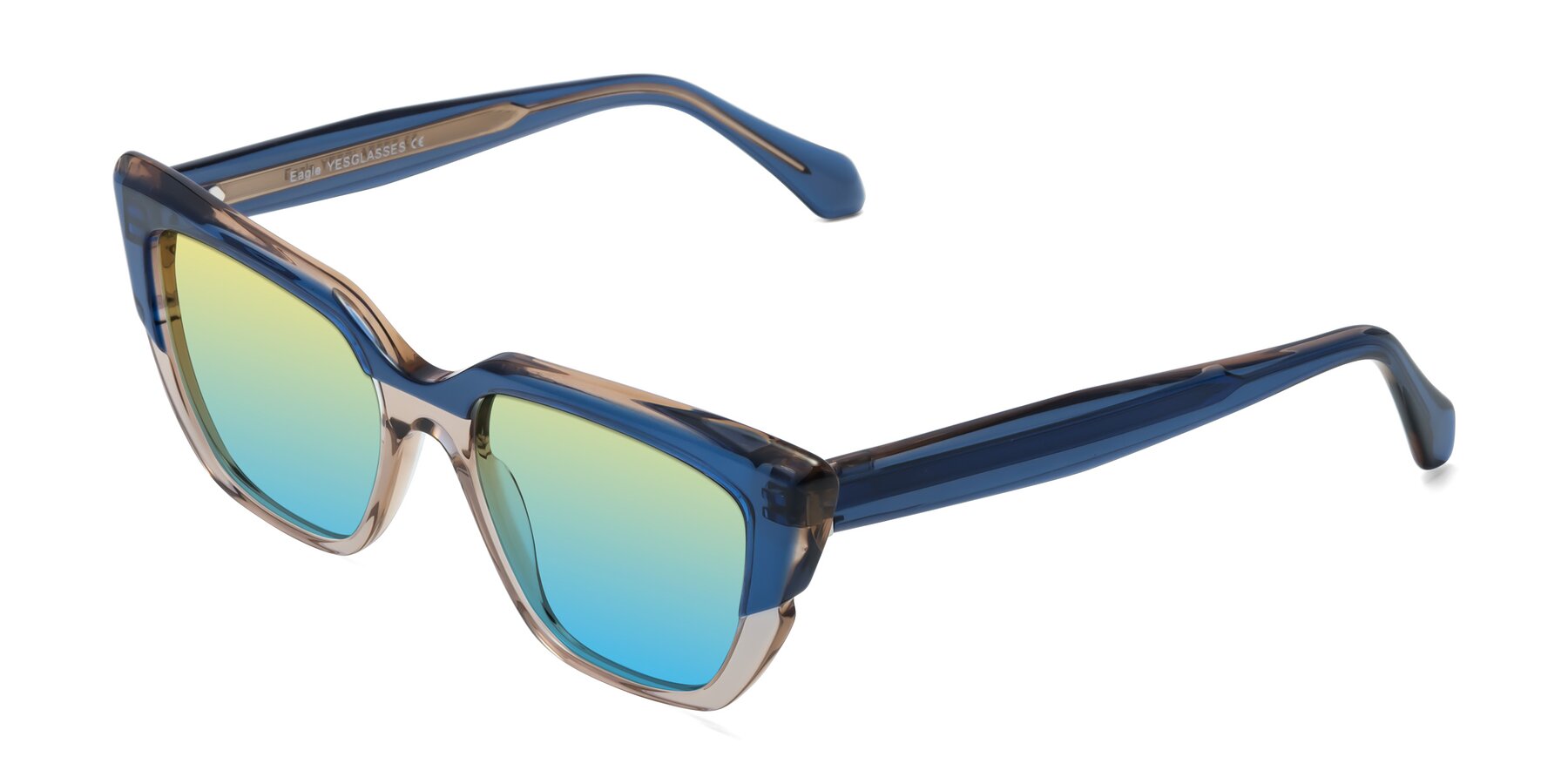 Angle of Eagle in Blue-Beige with Yellow / Blue Gradient Lenses