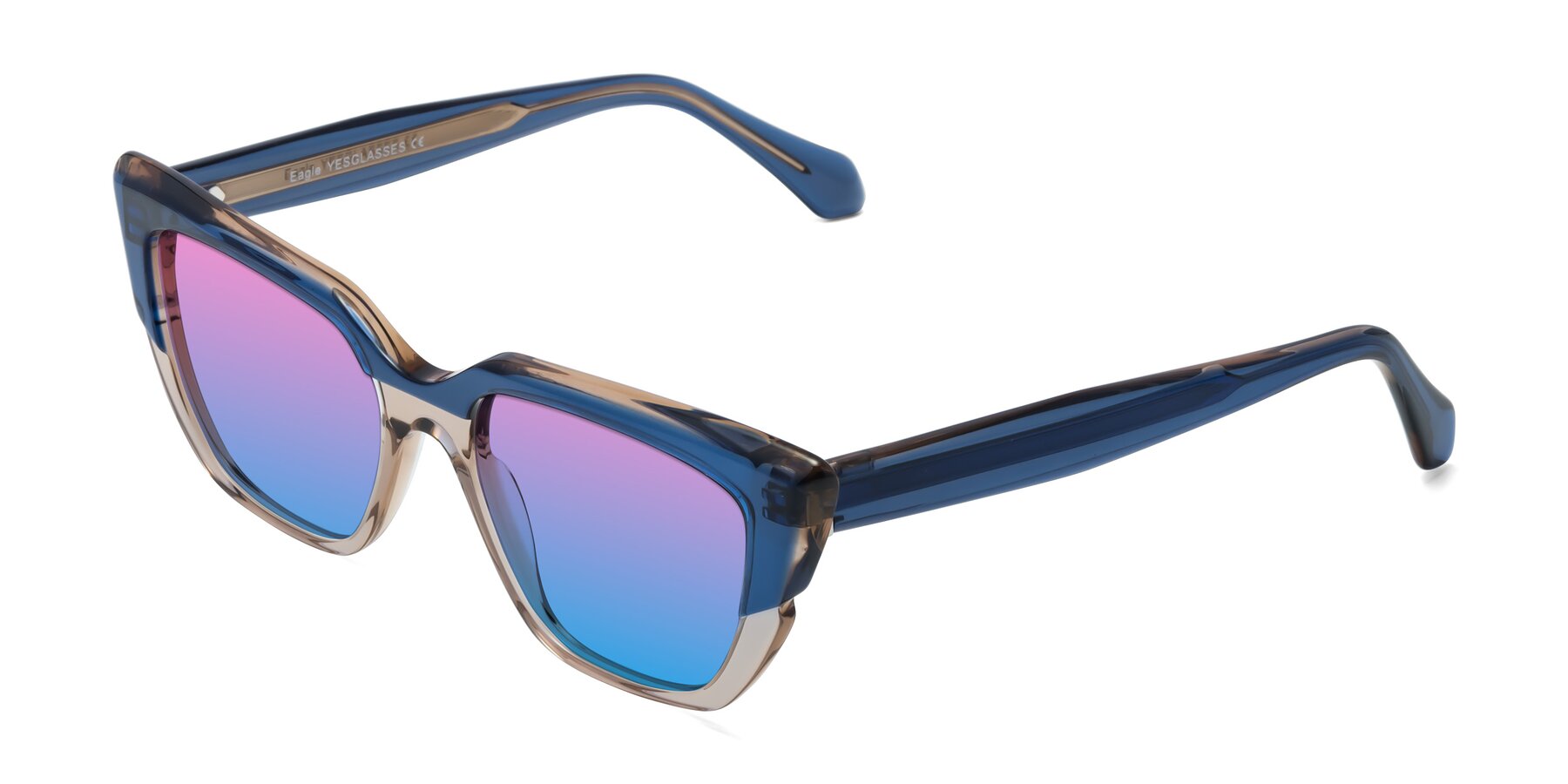 Angle of Eagle in Blue-Beige with Pink / Blue Gradient Lenses